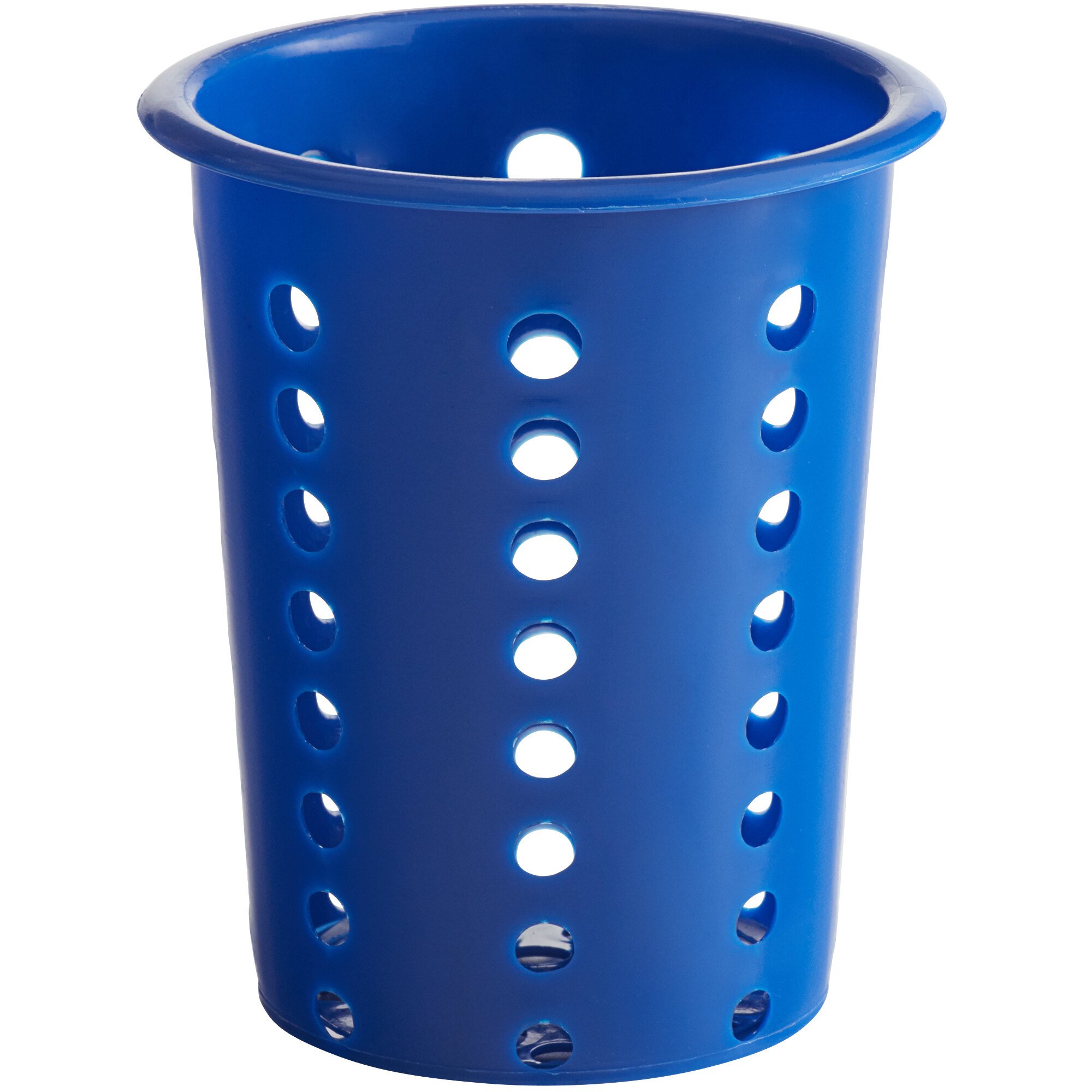 Choice Blue Perforated Plastic Flatware Holder Cylinder
