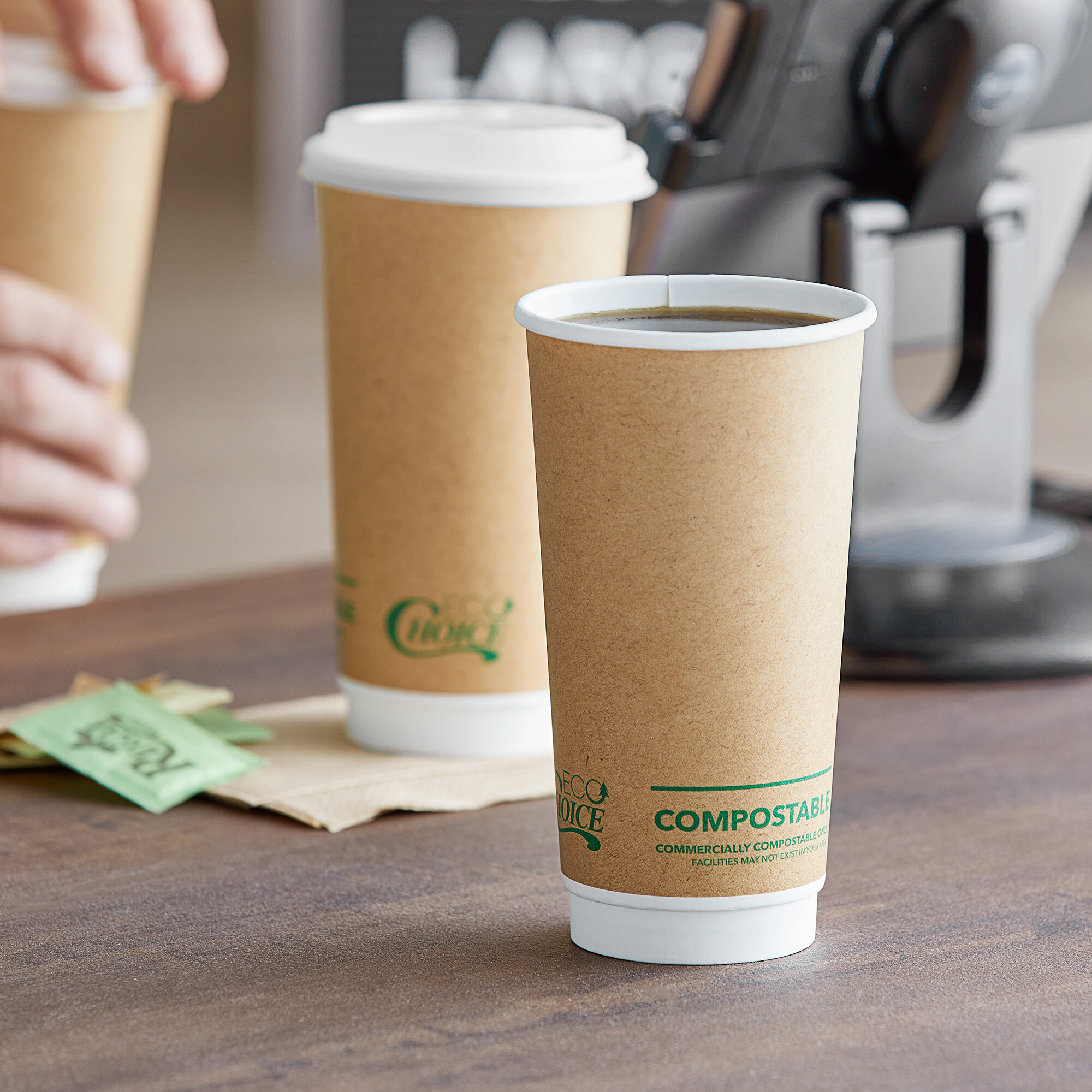 EcoChoice 20 oz. Smooth Double Wall Kraft Compostable Paper Hot Cup