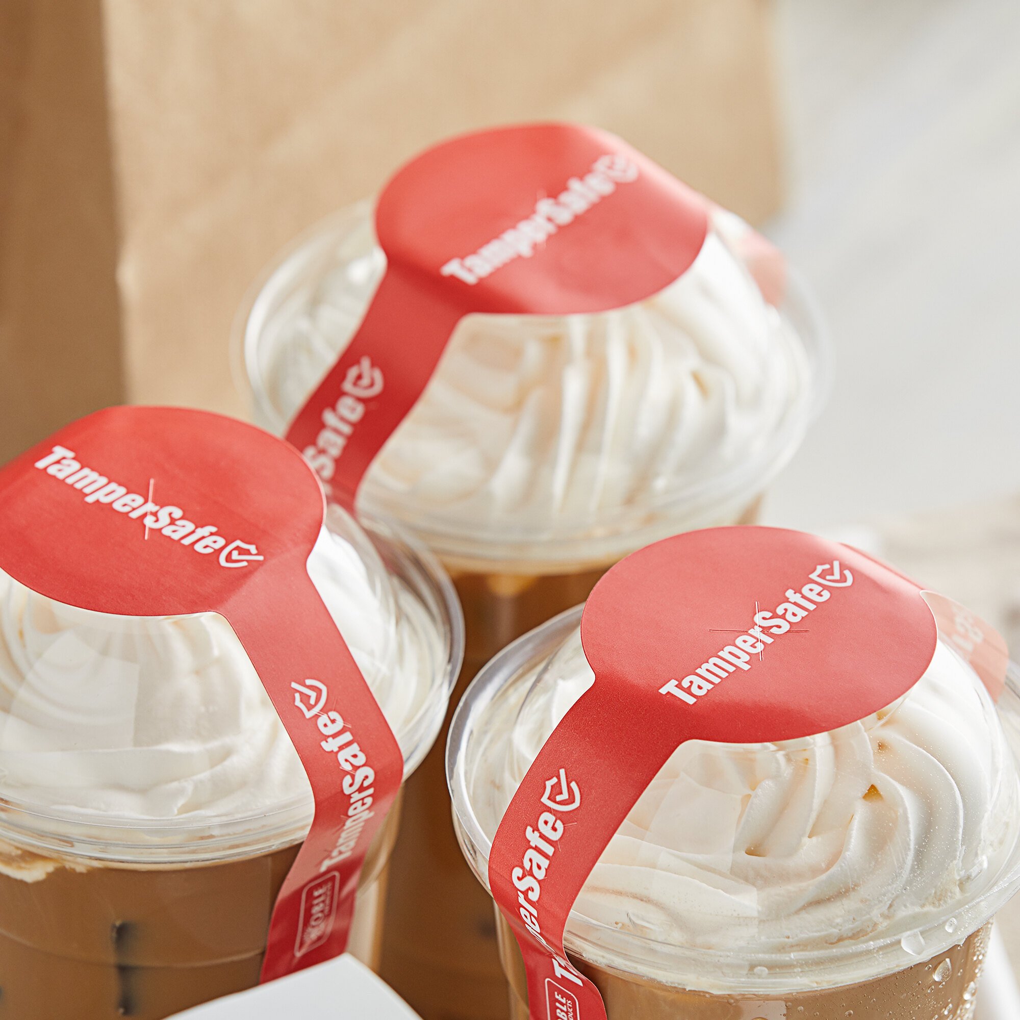 TamperSafe 2 1/4" x 9" Red Paper Large Open Dome Lid TamperEvident