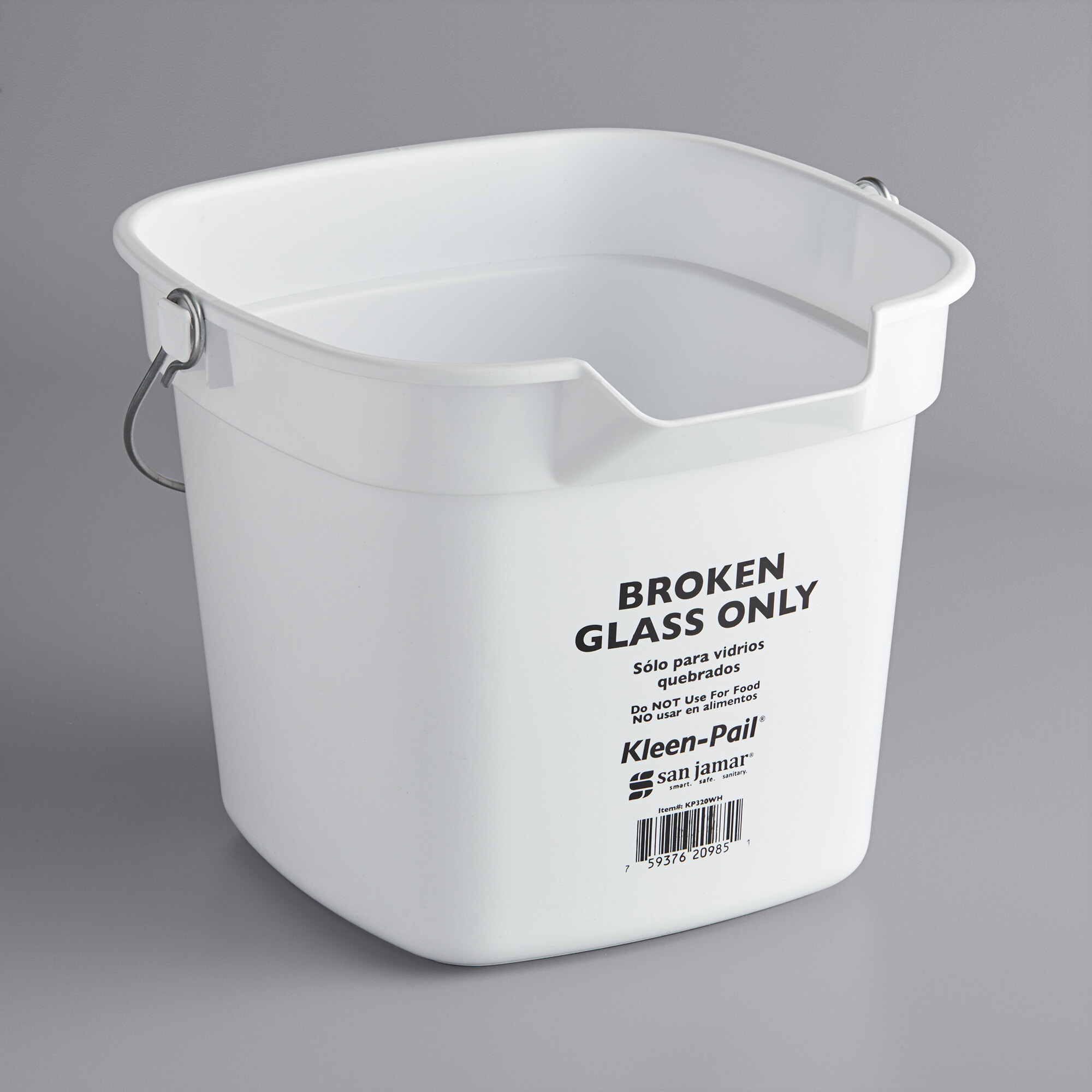 San Jamar KP320WH 10 Qt. White Broken Glass KleenPail Container