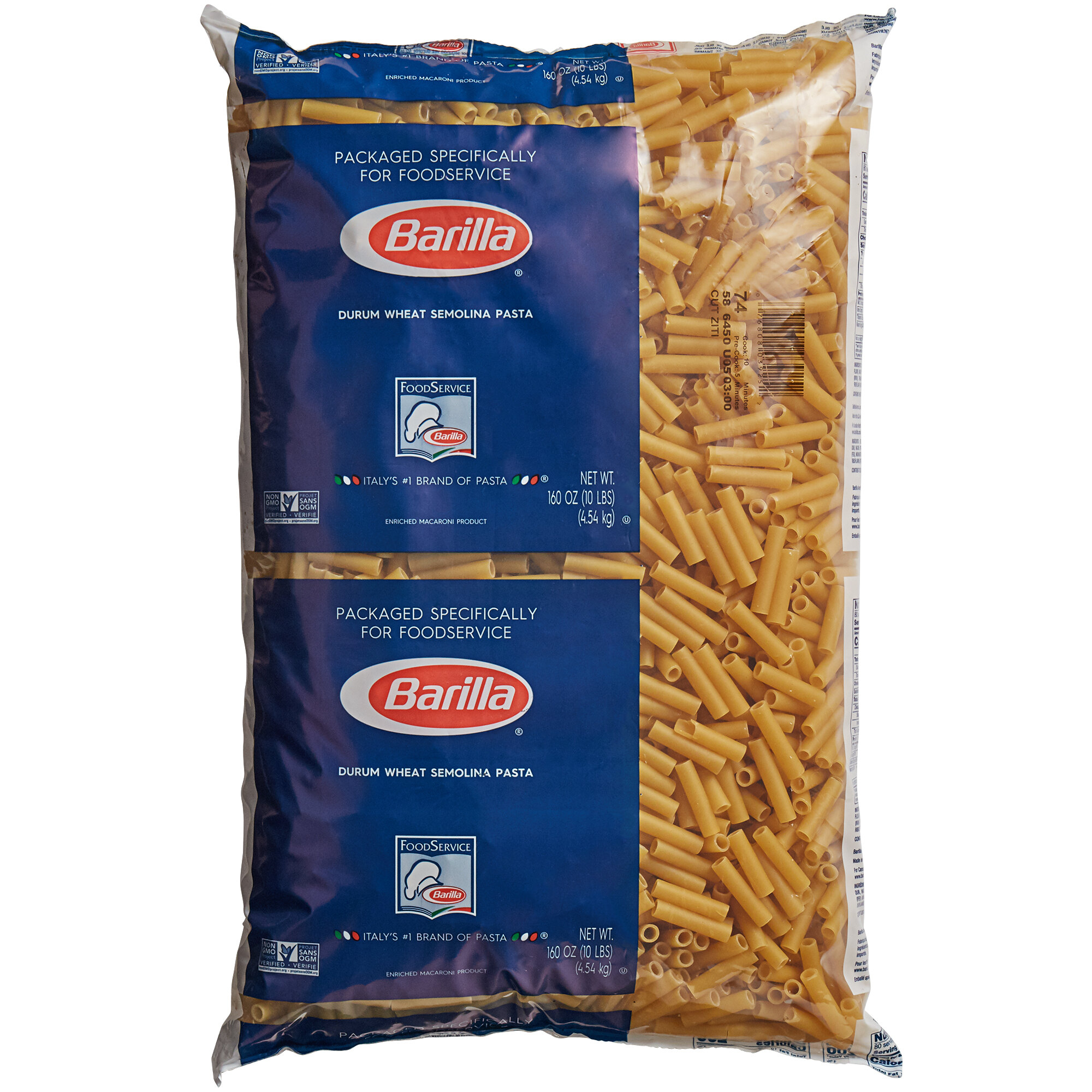 Barilla 20 lb. Cut Ziti Pasta