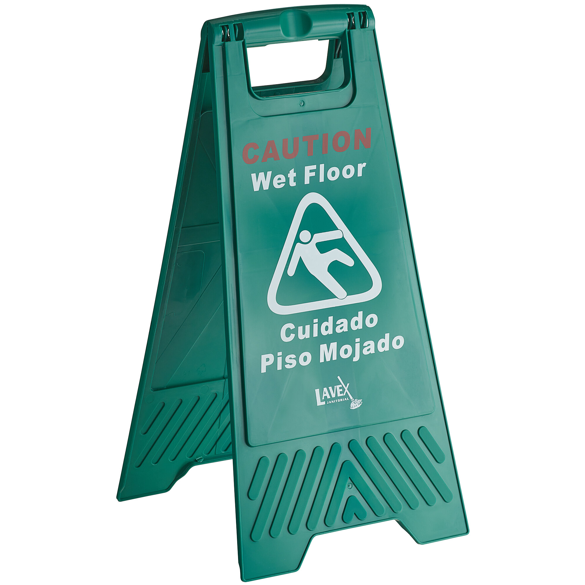 Lavex Janitorial 25" Green Caution Wet Floor Sign