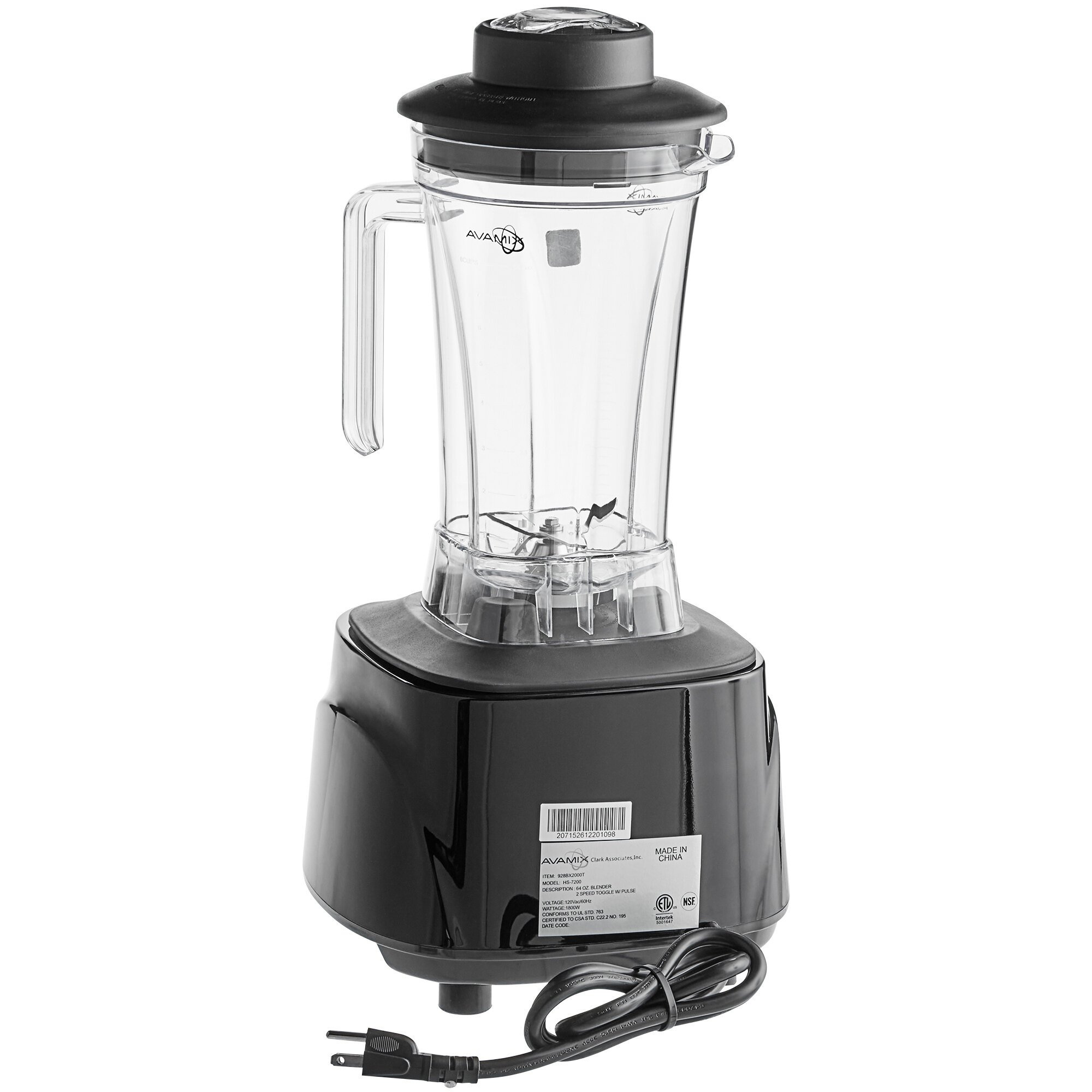 Avamix BX2000TS 3 1/2 hp Commercial Blender with Toggle Control, 64 oz ...