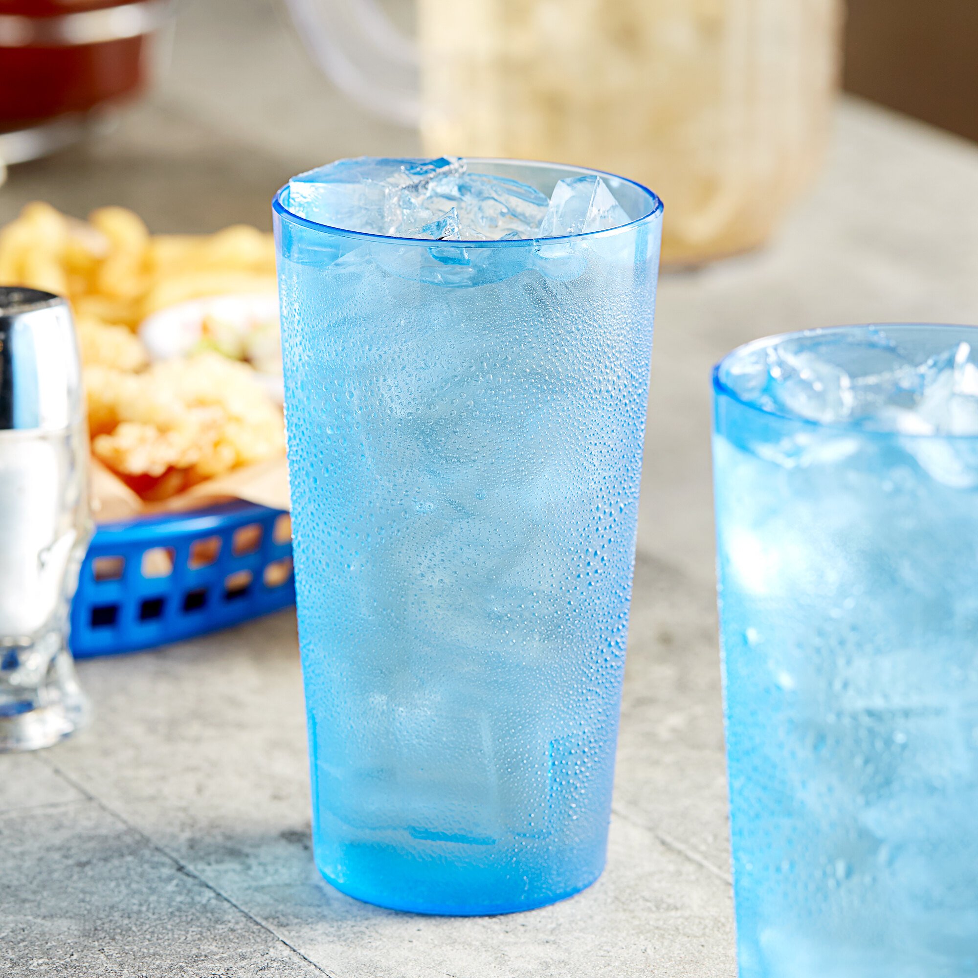 Choice 16 oz. Blue SAN Plastic Pebbled Tumbler 12/Pack