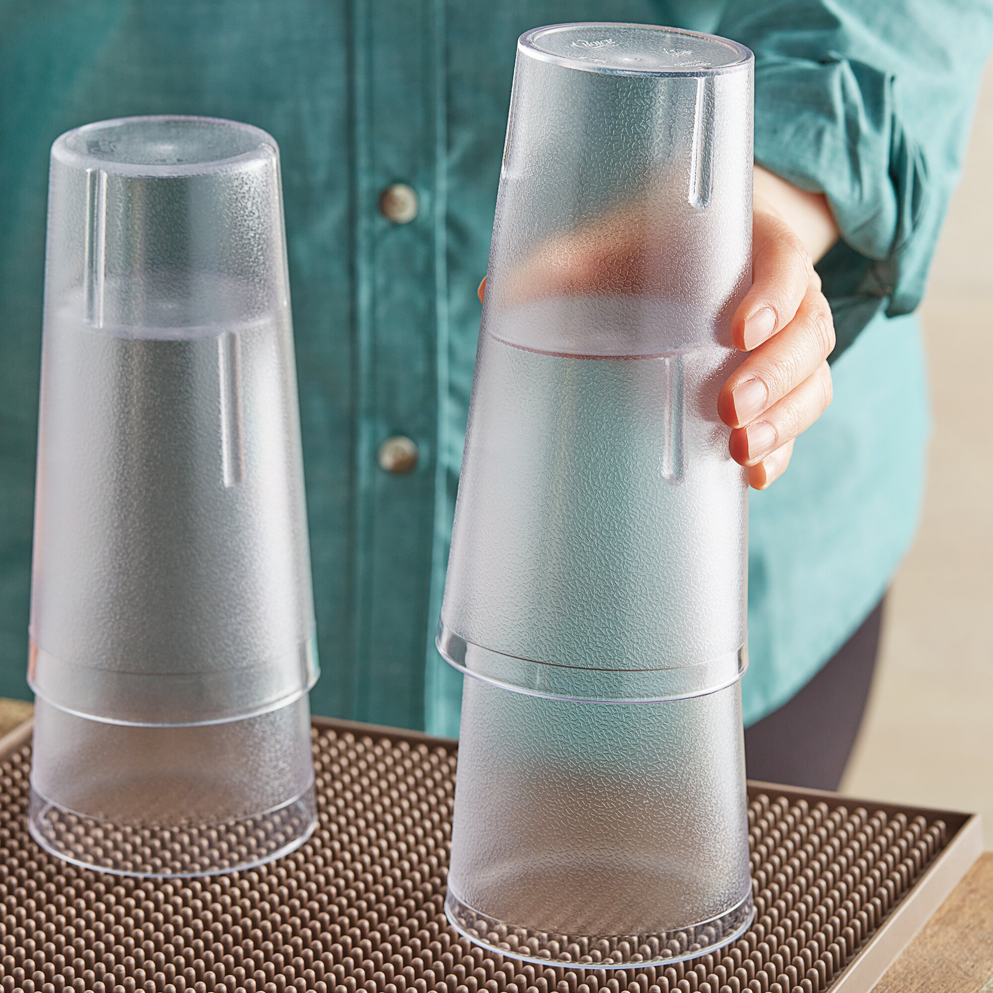 thumbnail image 2 of Choice SAN Plastic Pebbled Tumbler – 12-Pack, Dishwasher Safe, BPA Free, NSF Listed 2 of 5