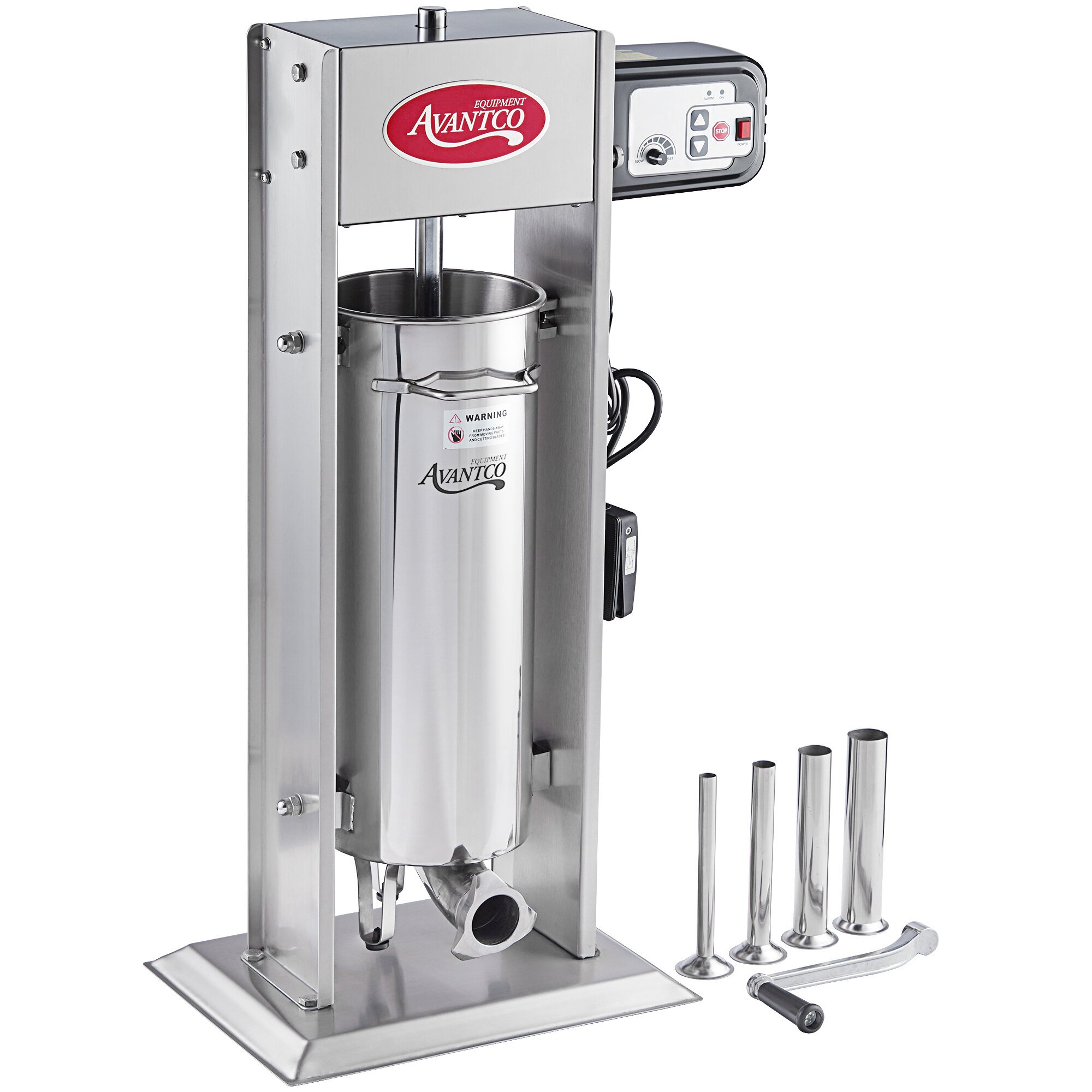 Avantco SS20VKIT 20 lb. Stainless Steel Vertical Hybrid Electric or Manual Sausage Stuffer with