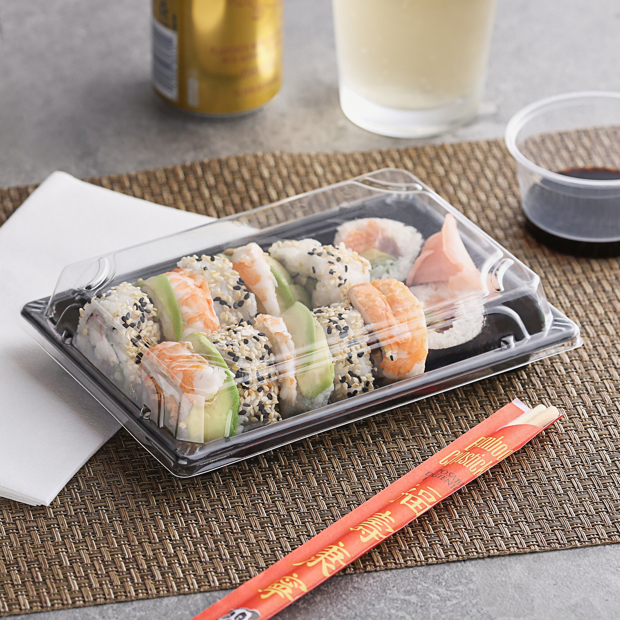 Emperors Select 5 x 7 12 Large Sushi Container with Lid - 50Pack