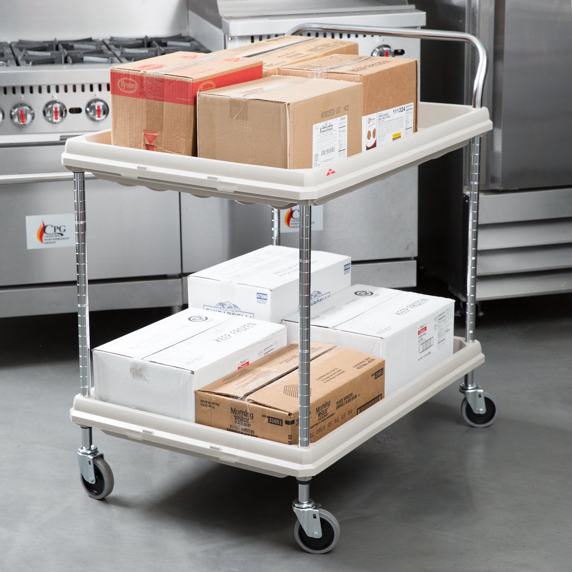 Metro BC26362DG Gray Utility Cart with Two Deep Ledge Shelves 38 3/4