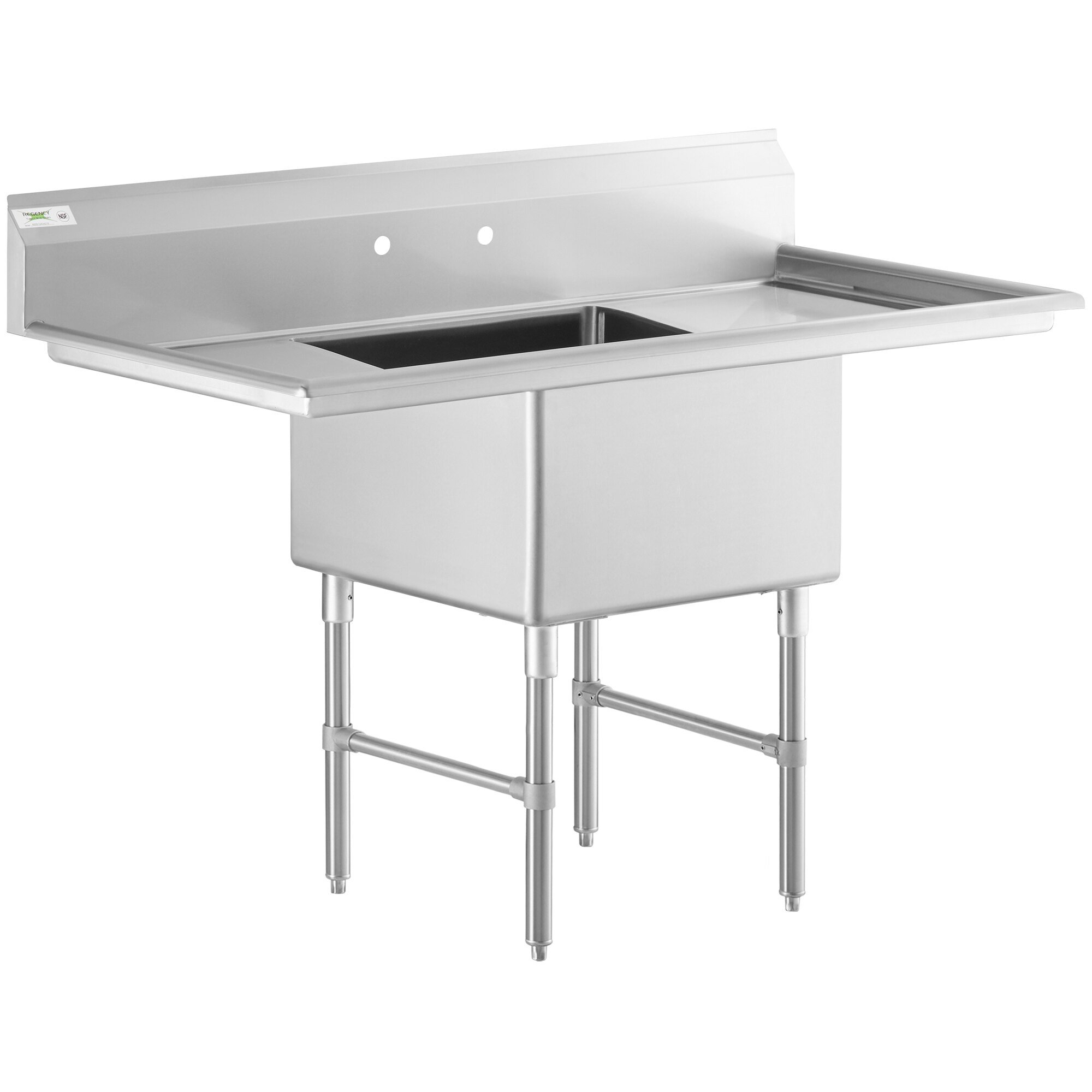 Regency 60" 16 Gauge Stainless Steel One Compartment Commercial Sink with Stainless Steel Legs