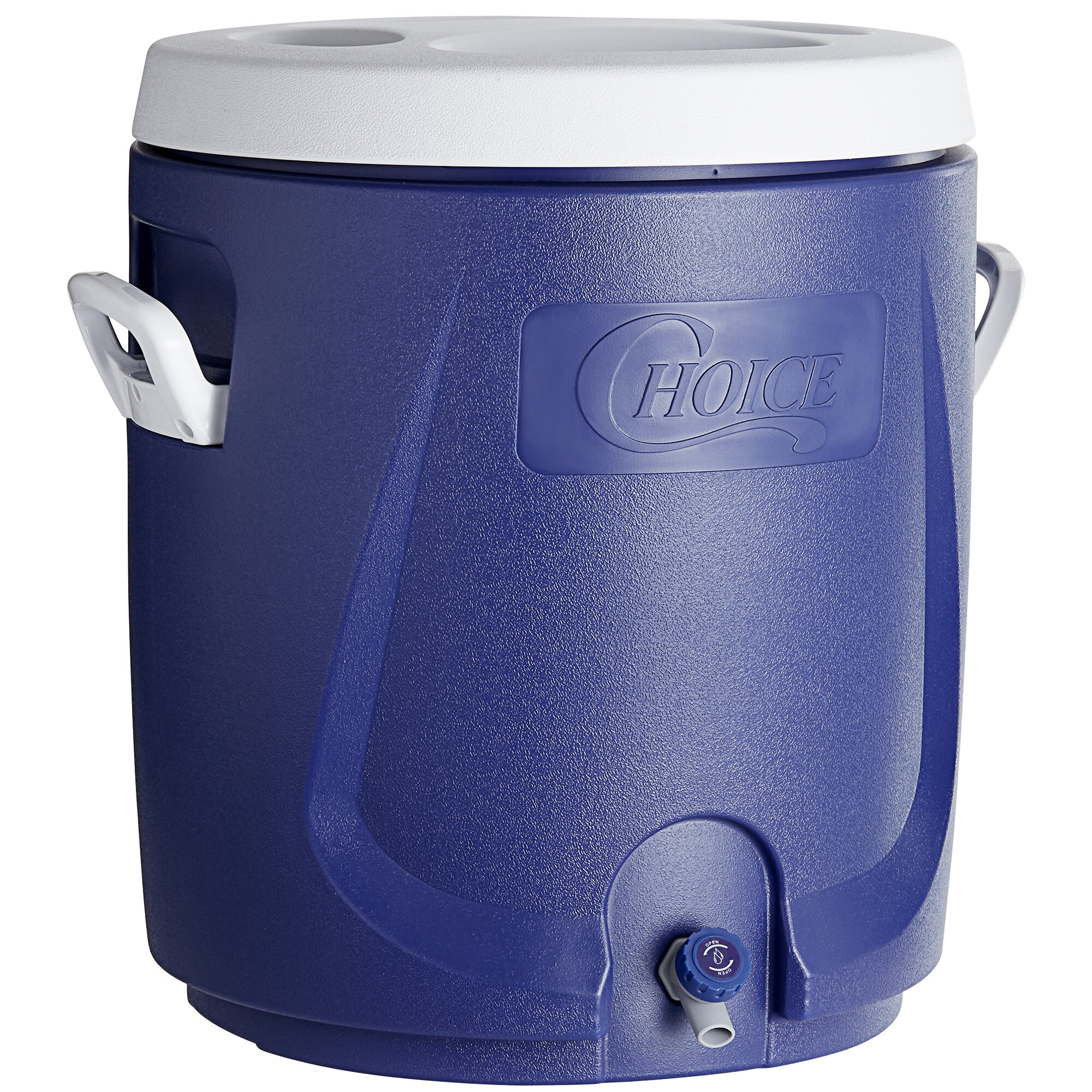 Choice 14.5 Gallon Blue Round Insulated Beverage Dispenser / Portable