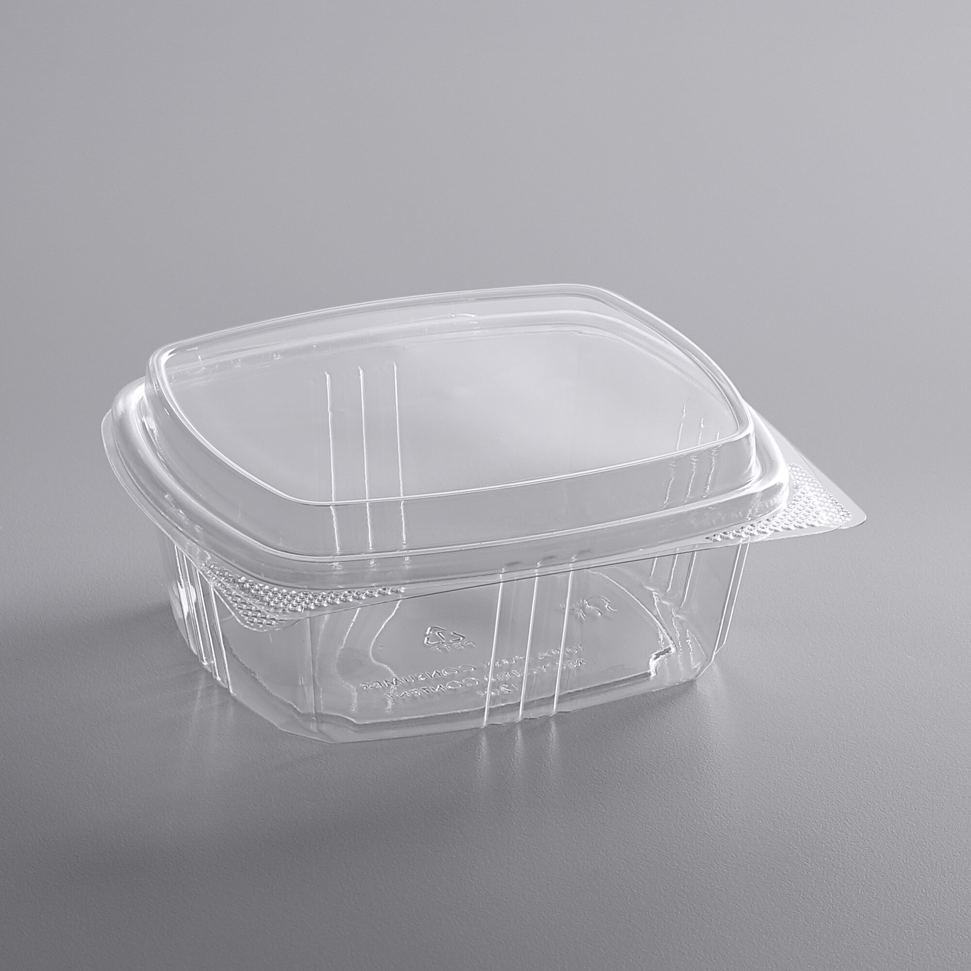 Choice 12 oz. Clear RPET Tall Hinged Deli Container with Domed Lid 50