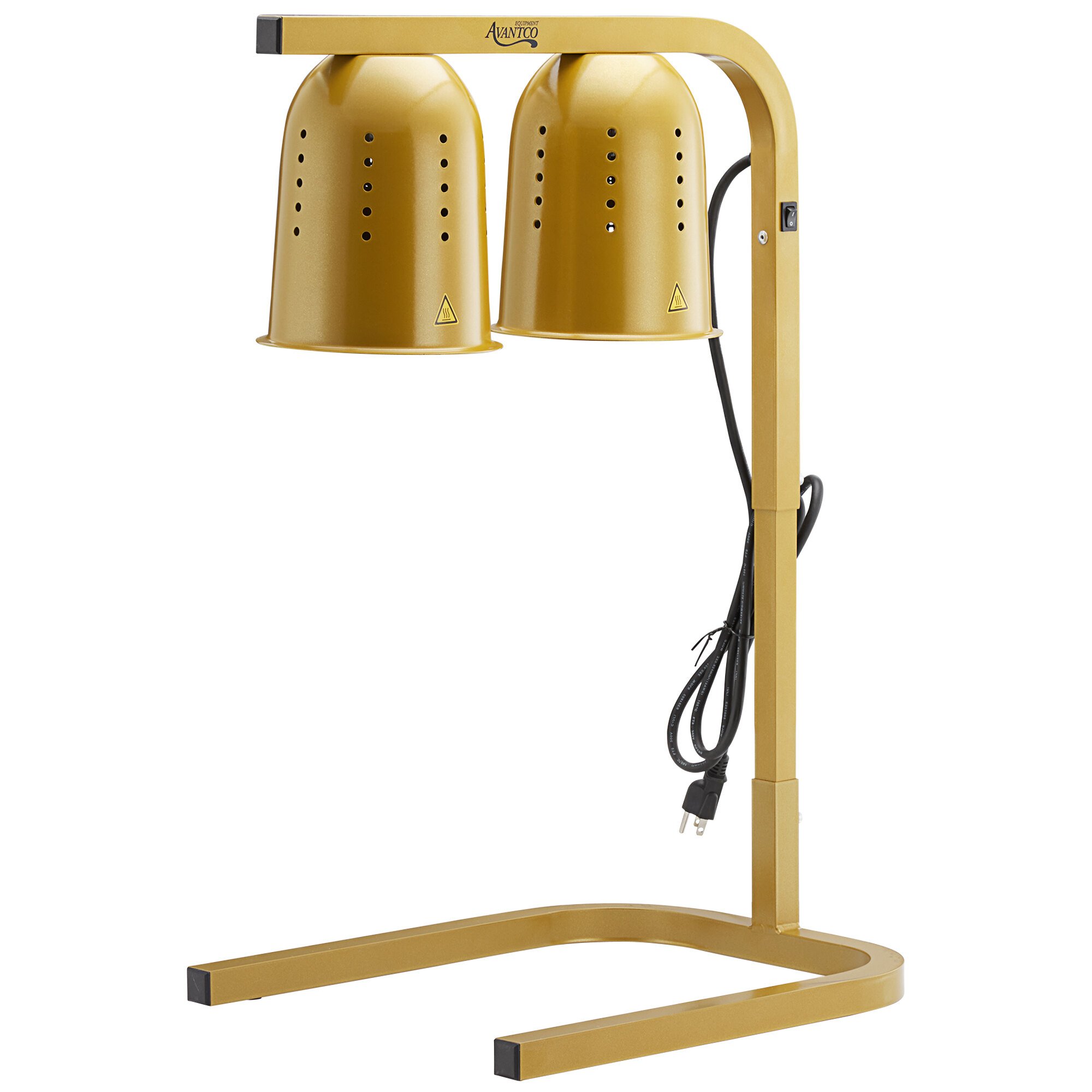 Avantco W62GLD Gold Free Standing Heat Lamp With 2 Bulbs - 120V, 500W