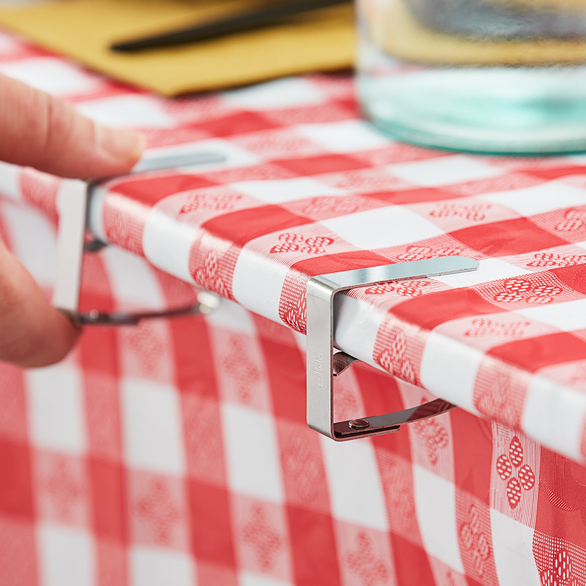 Choice Stainless Steel Tablecloth Clip for Tables up to 1 1/4" Thick