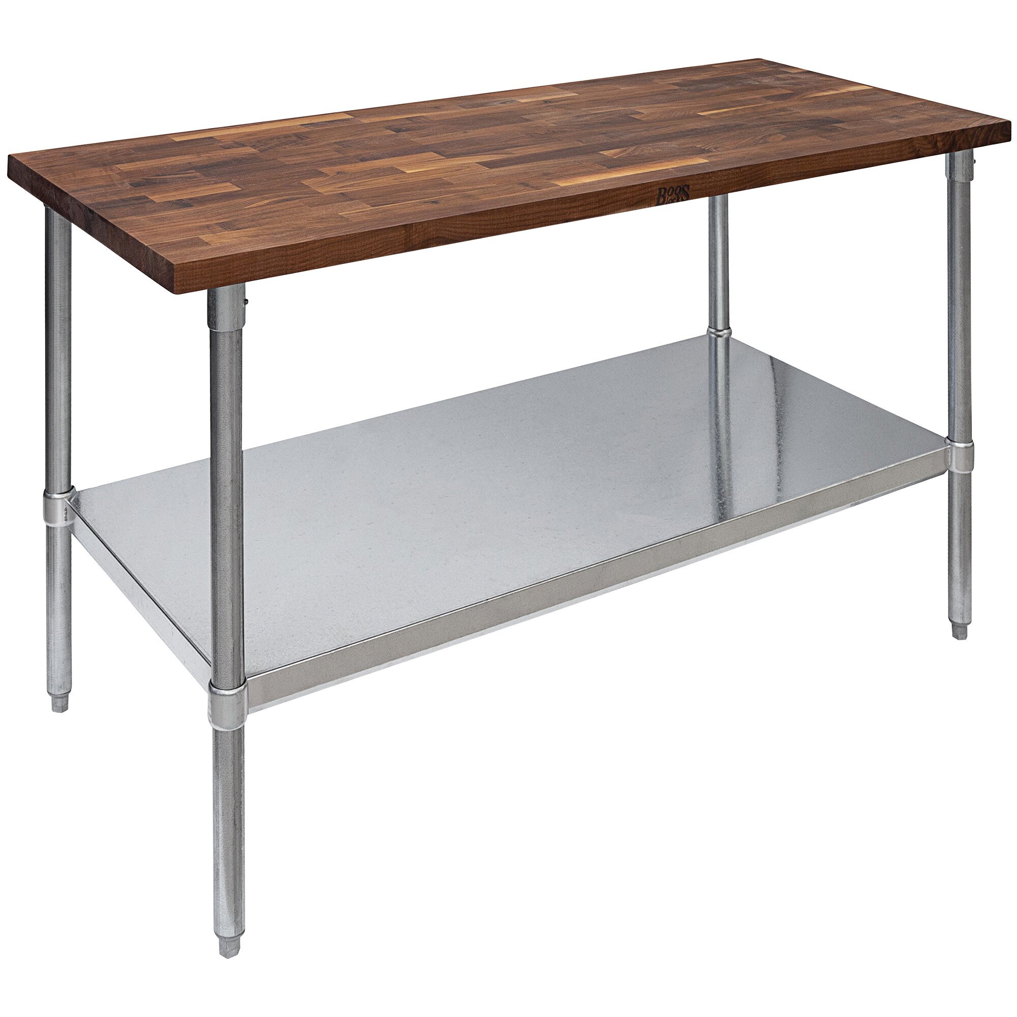 John Boos & Co. WALJNS03O Walnut Wood Top Work Table with Galvanized