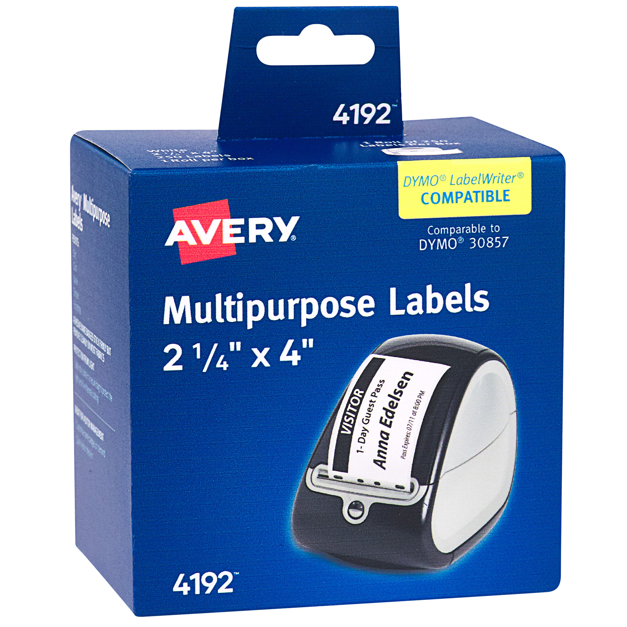 Avery 4192 2 1 4 X 4 White Direct Thermal Multipurpose Labels 250 Pack