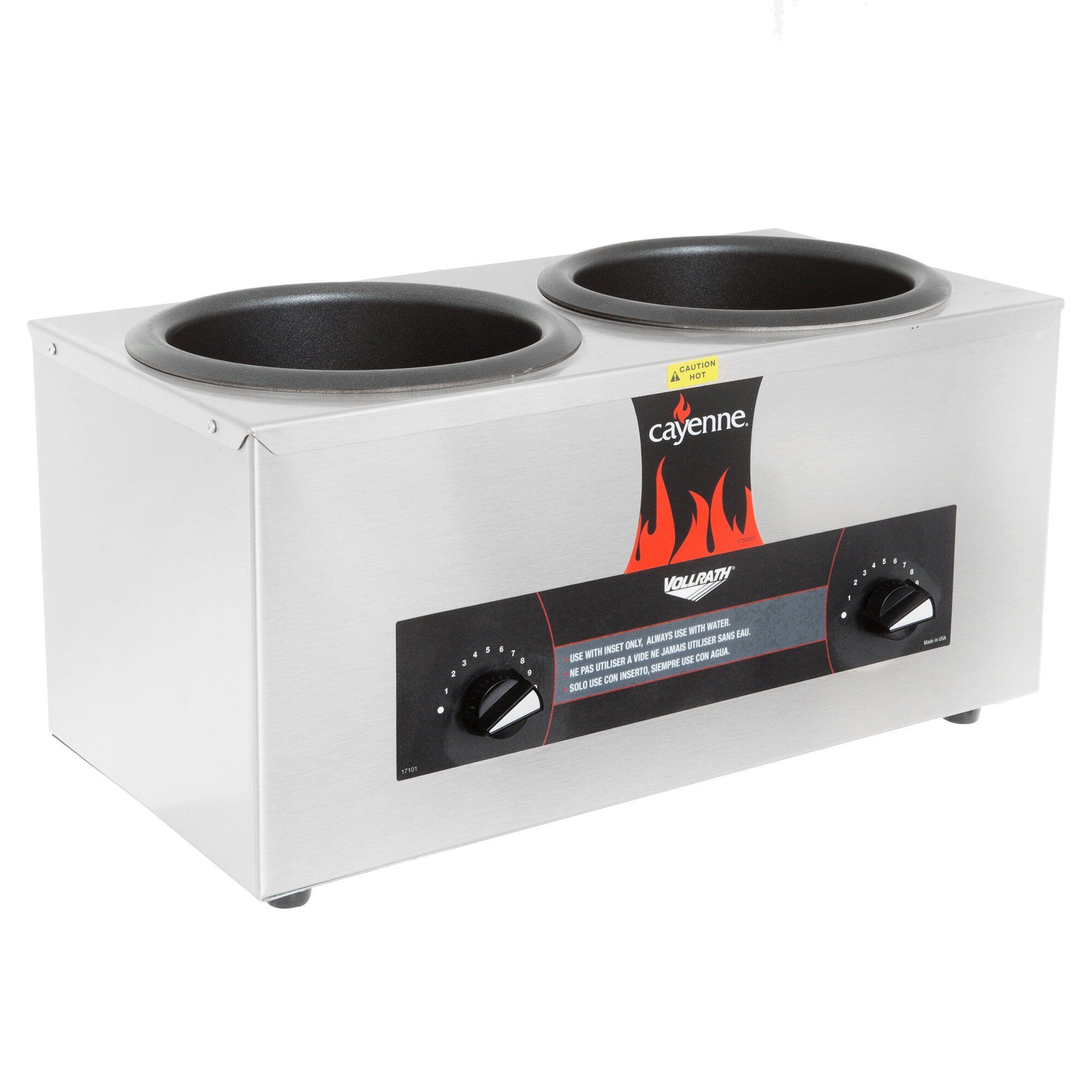 Vollrath 72045 Cayenne Twin 4 Qt. Countertop Warmer 120V, 1000W