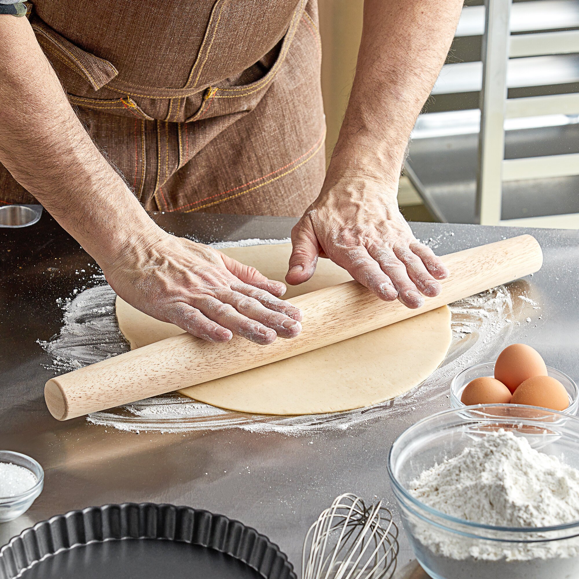 Tapered French Rolling Pin Rubberwood 20