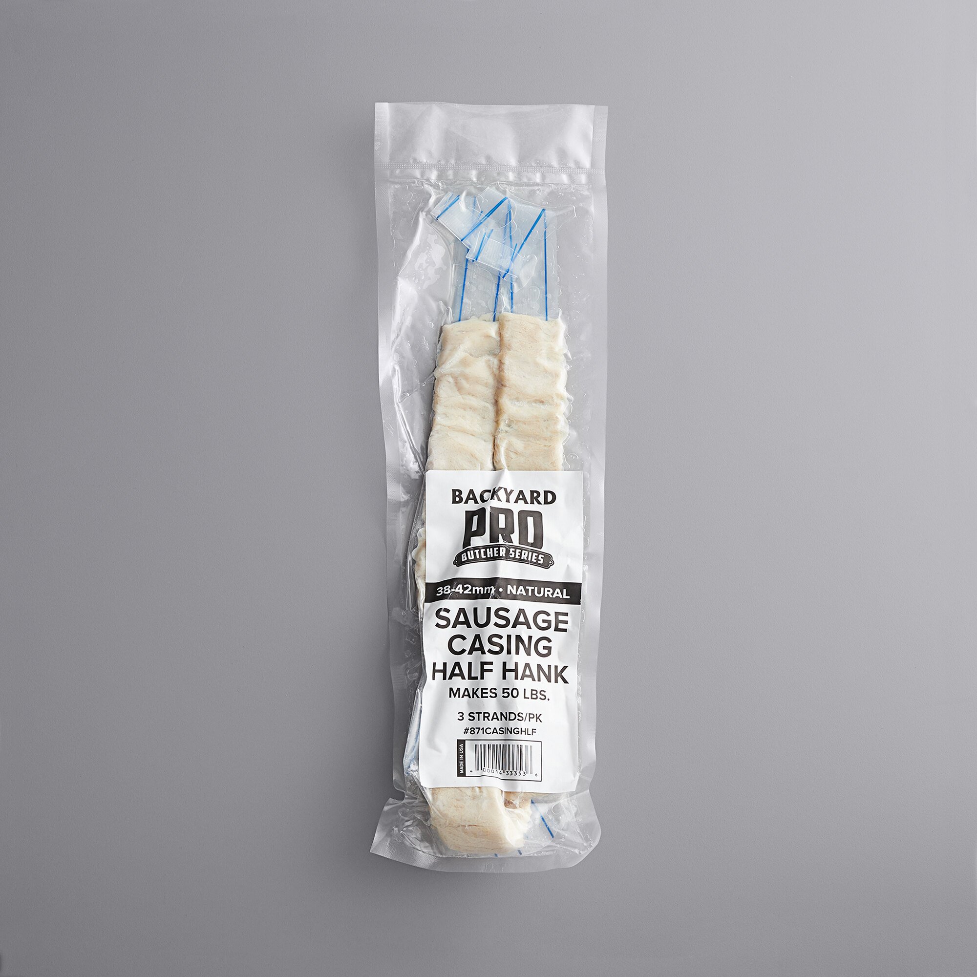 Backyard Pro Butcher Series 38 42mm Half Hank of Natural Hog Sausage Casing Makes 50 lb.