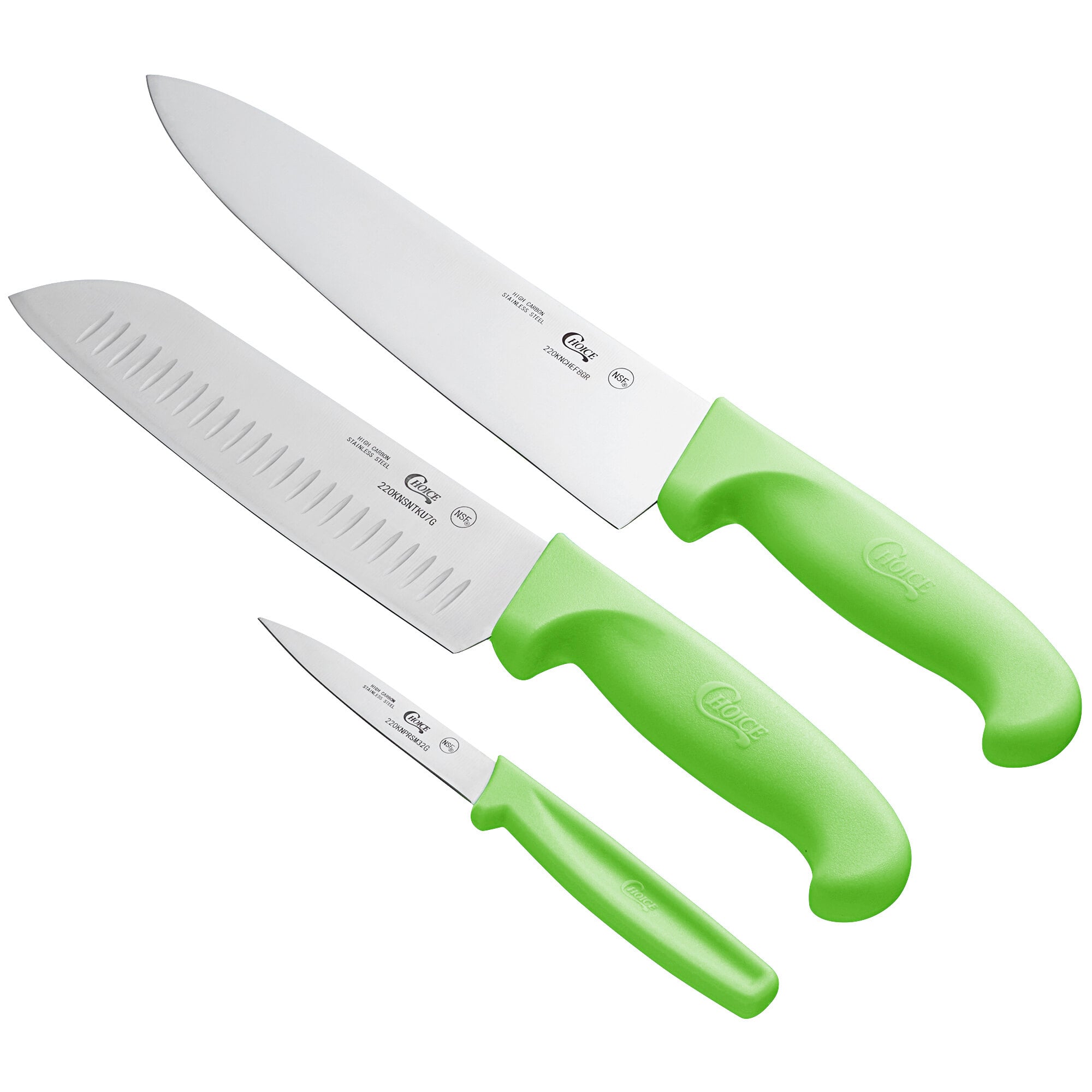 Choice 3Piece Knife Set with Neon Green Handles