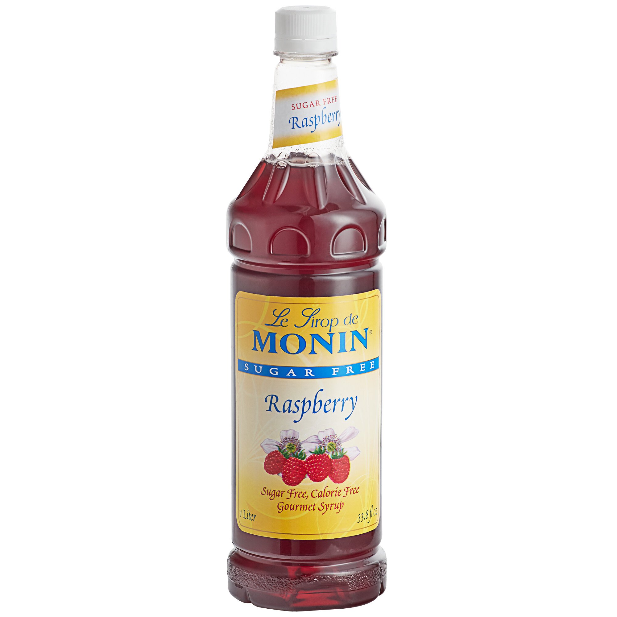 Monin 1 Liter Sugar Free Raspberry Flavoring Fruit Syrup