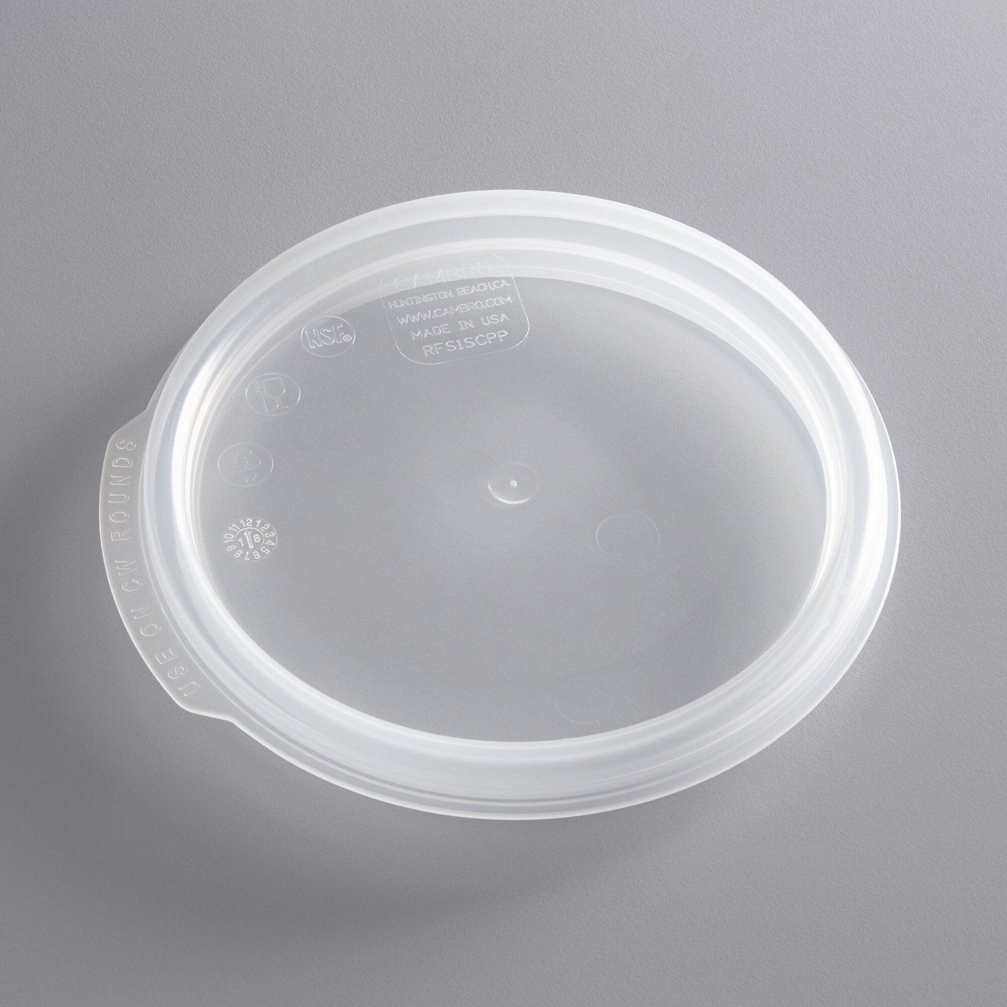 Cambro RFS1SCPP190 1 Qt. Translucent Round Seal Cover for Clear Camwear ...