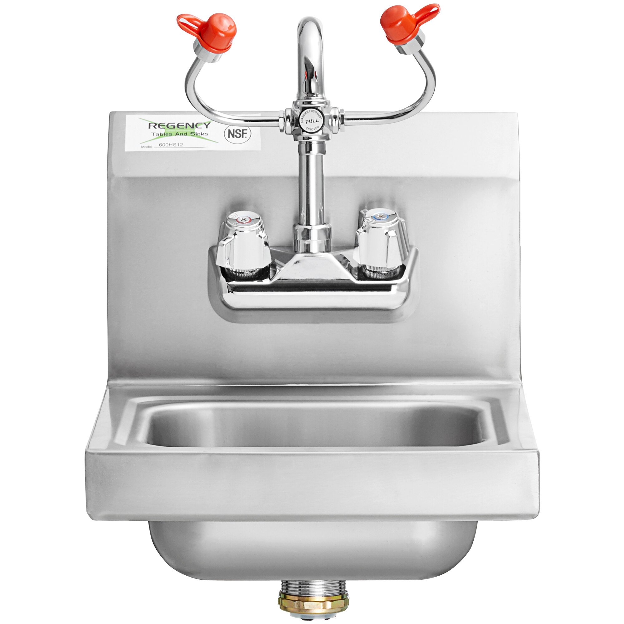 Regency 12" x 16" Wall Mounted Hand Sink with Eyewash Station