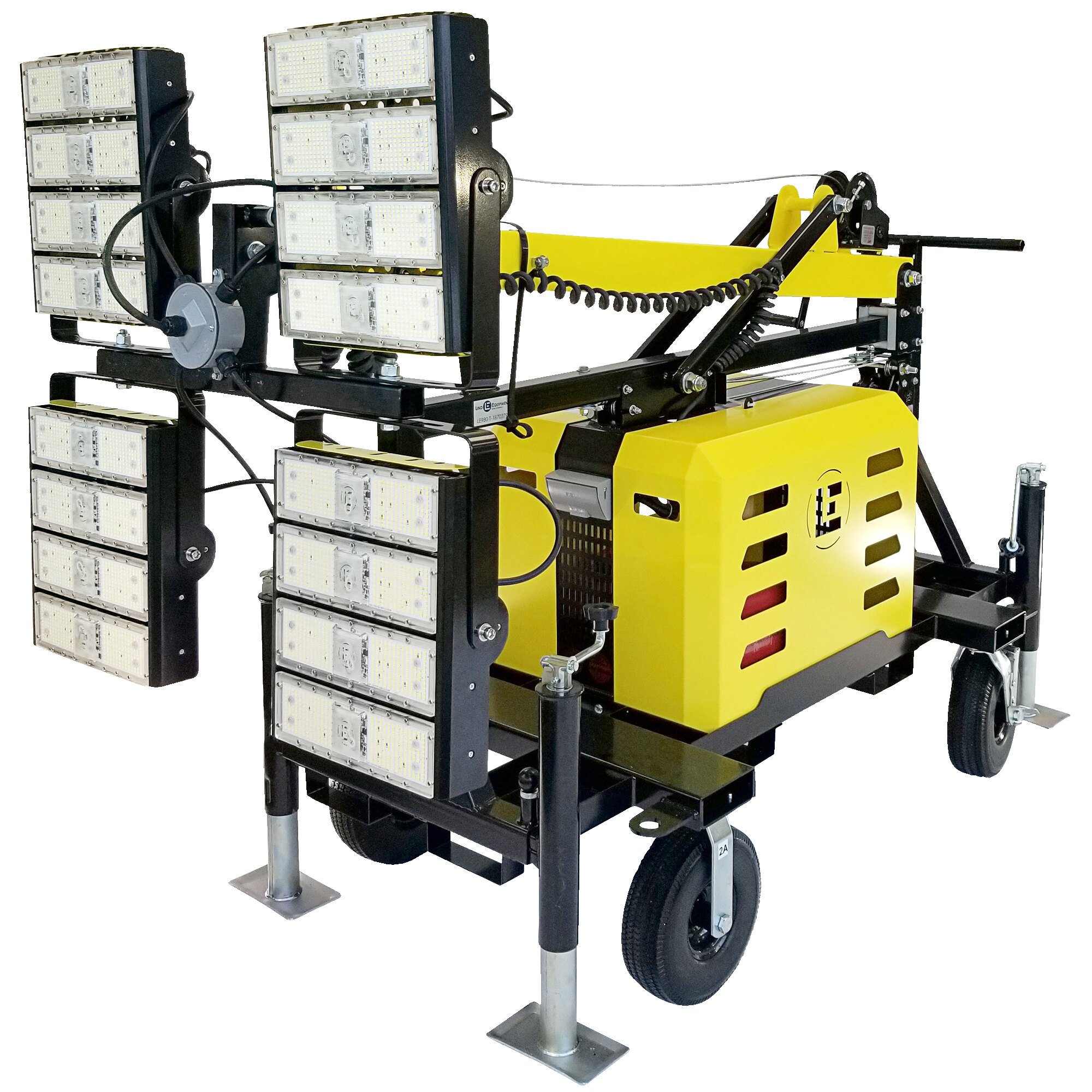 Lind Equipment LE980LEDT4 Beacon LED Yellow Quad Head Light Tower with