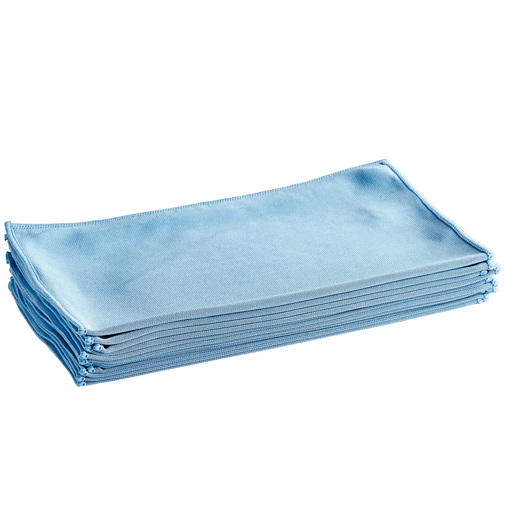 Lavex Janitorial 15" x 15" Blue Microfiber Glass Cleaning Cloth 12/Pack