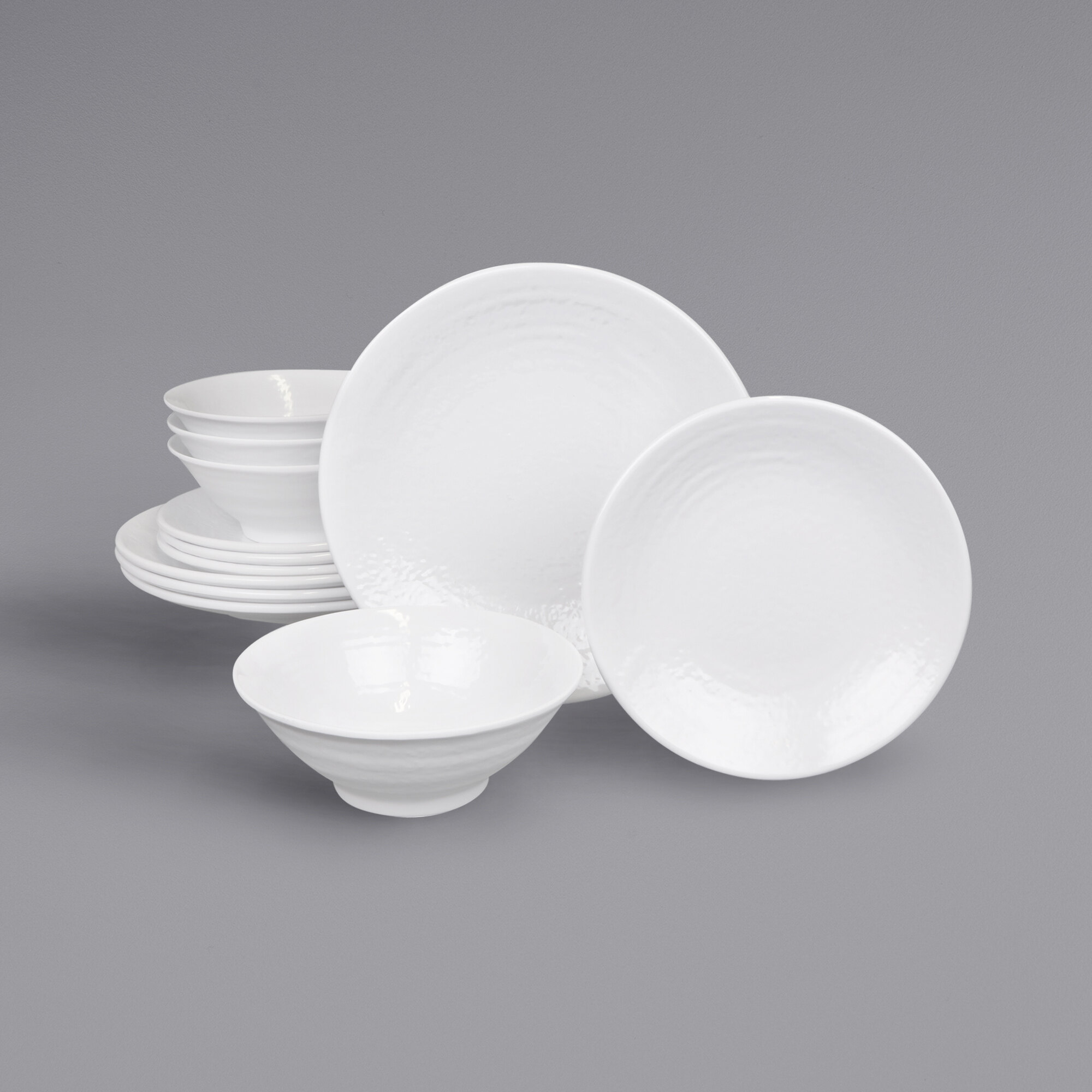 Elite Global Solutions Pebble Creek White Melamine Dinnerware Set with