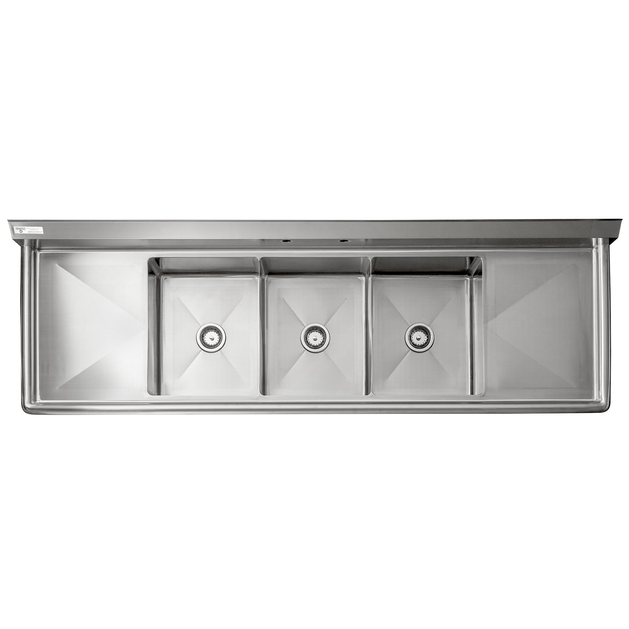 Steelton 84" 18Gauge Stainless Steel Three Compartment Commercial Sink