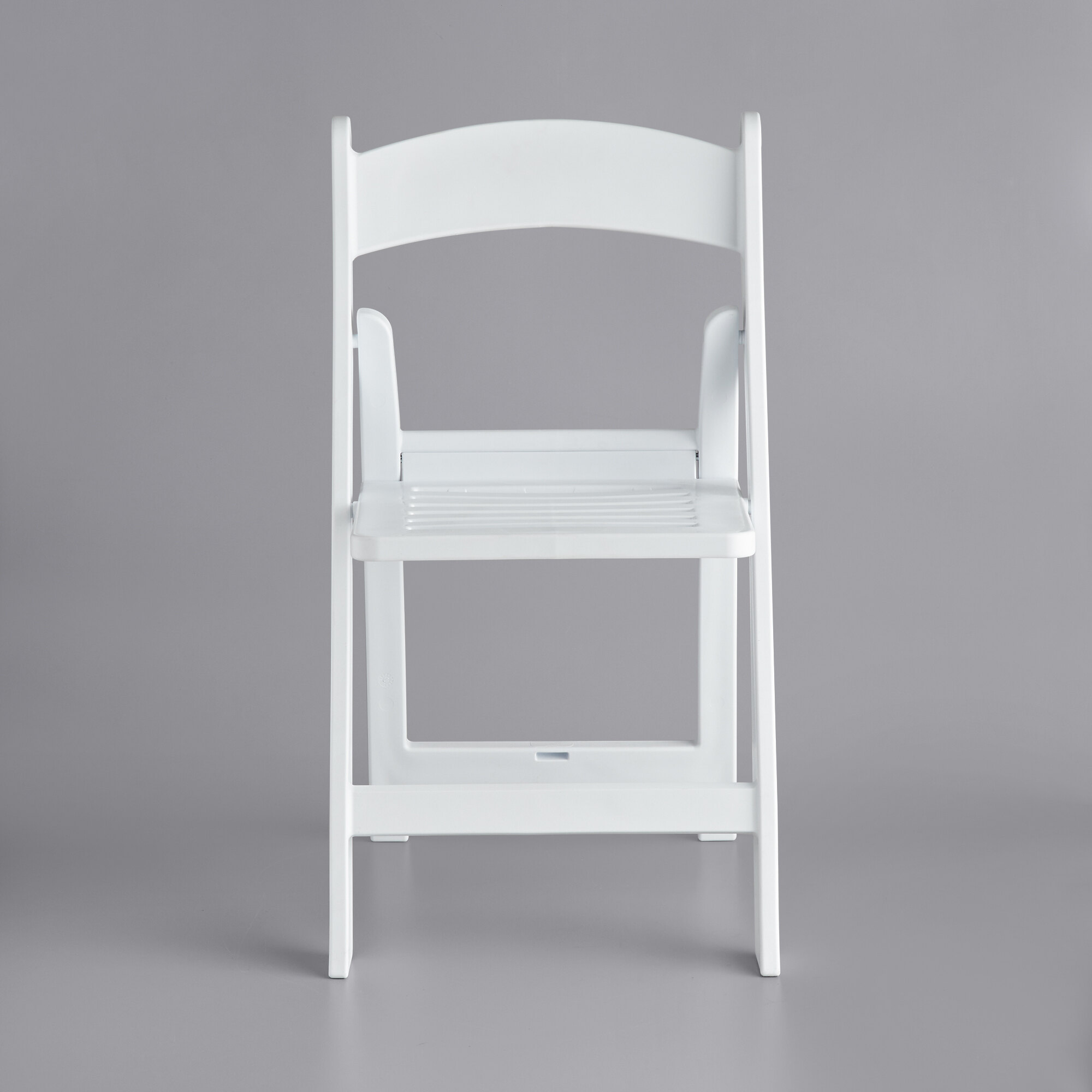 Lancaster Table & Seating White Resin Folding Chair with Slatted Seat