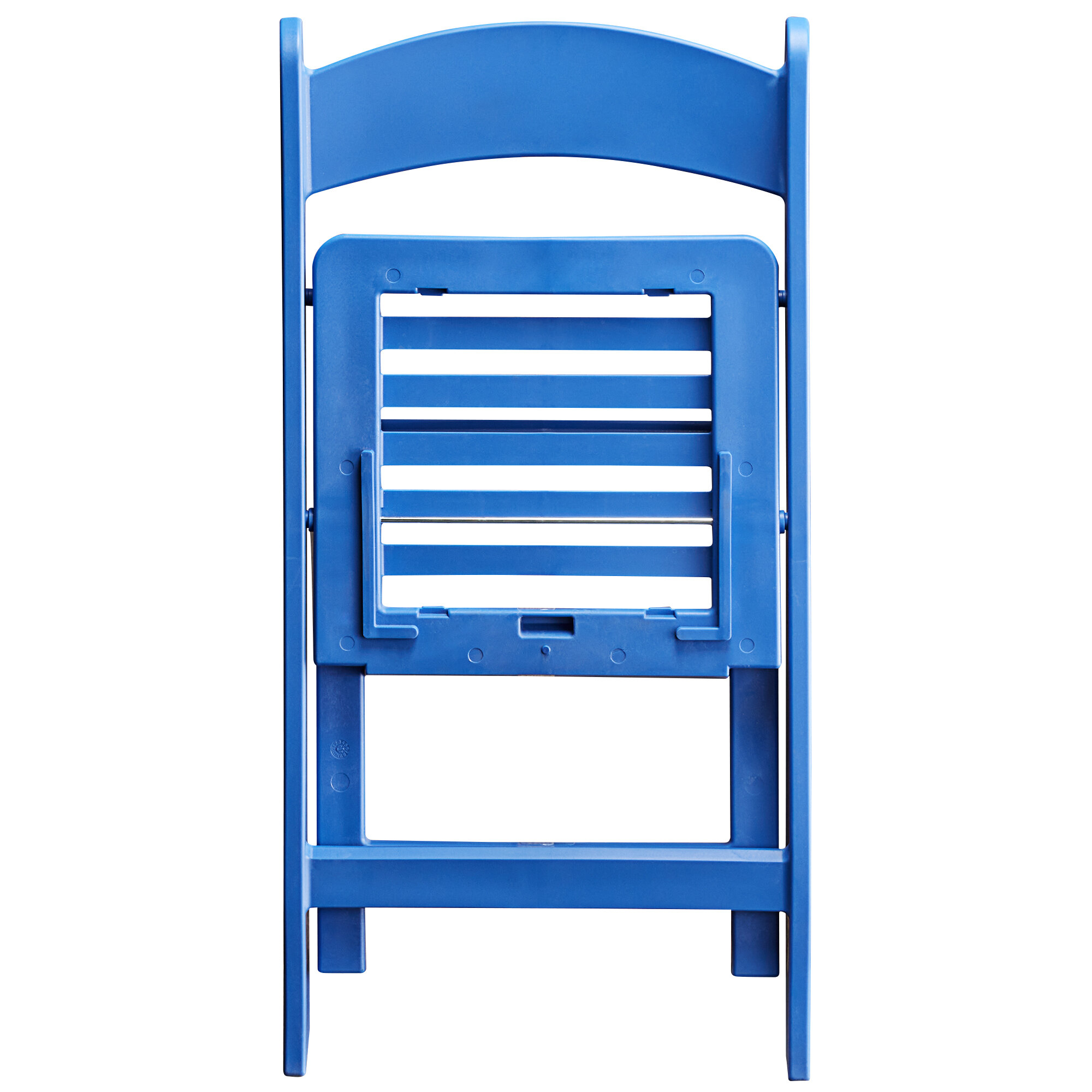 Lancaster Table & Seating Blue Resin Folding Chair with Slatted Seat