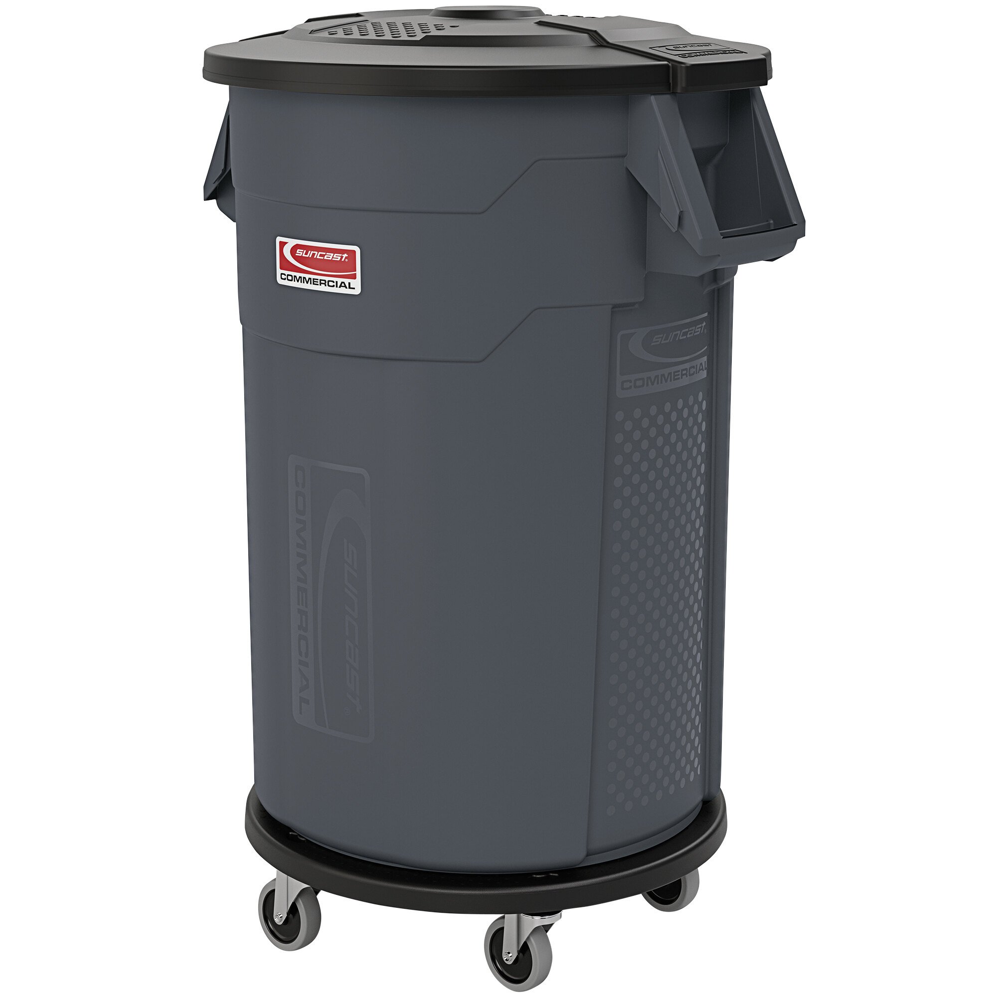 Suncast Tcu44glidd 44 Gallon Black Round Trash Can Lid 