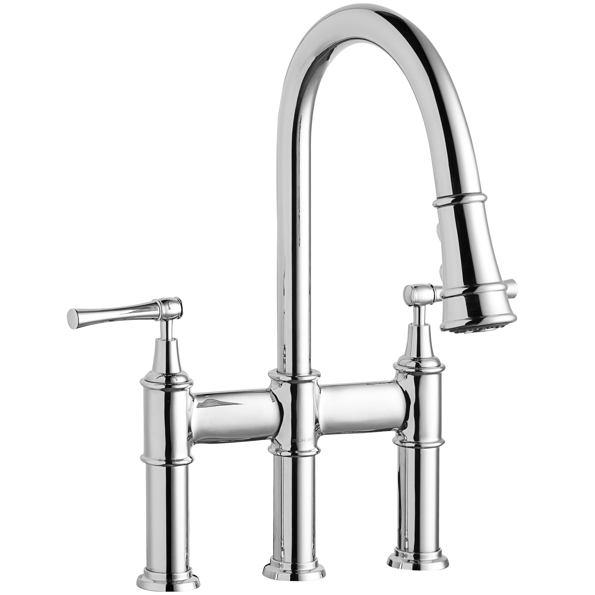 Elkay LKEC2037CR Explore Deck Mount Chrome Bridge Faucet with PullDown