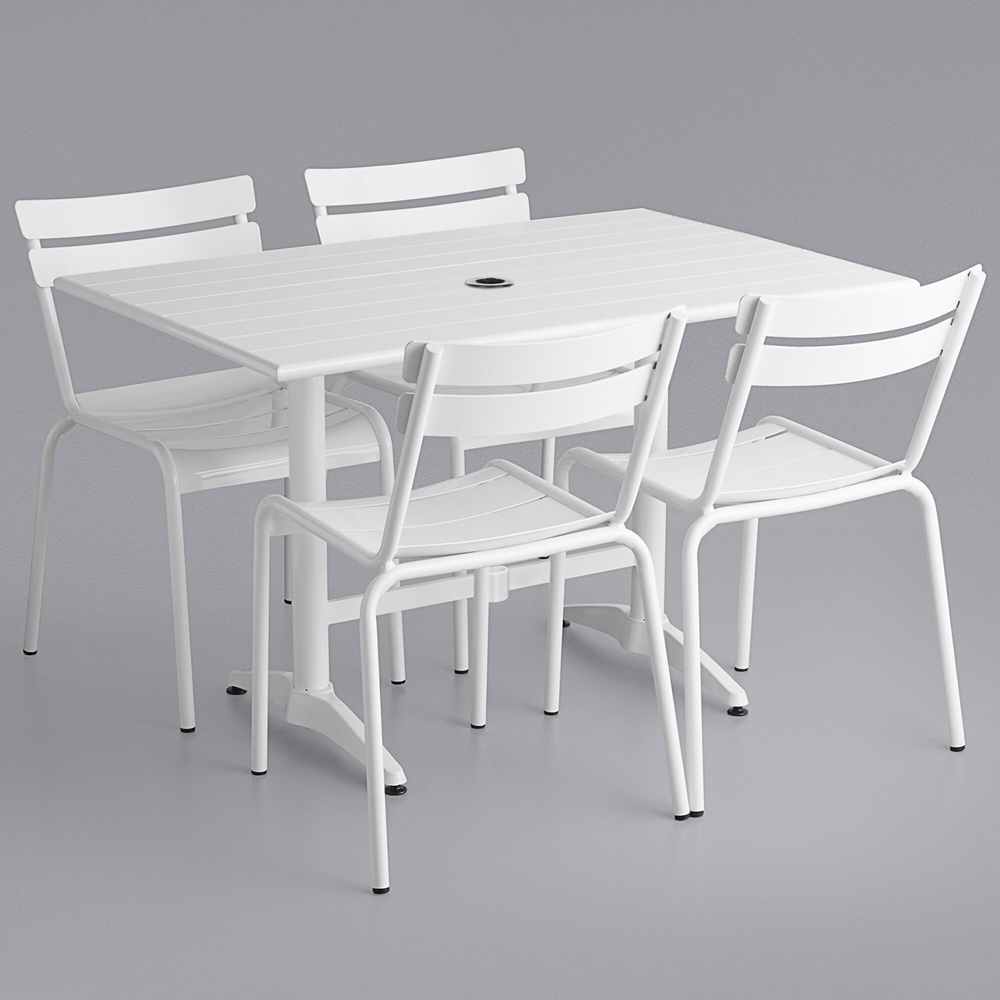 Lancaster Table & Seating 32" x 48" White PowderCoated Aluminum Dining