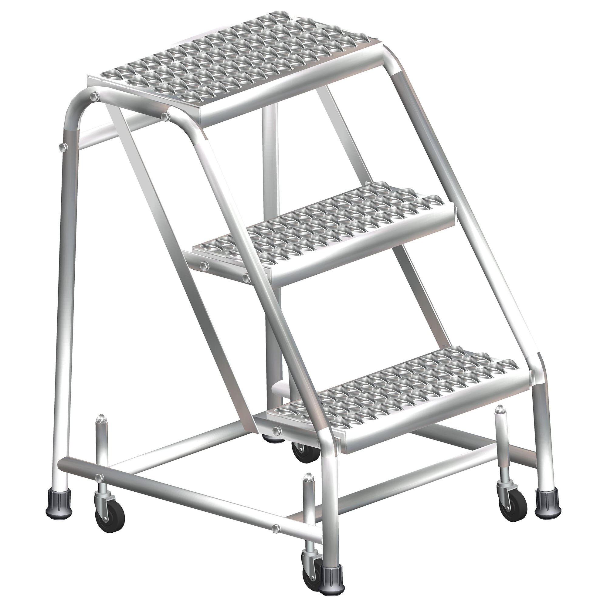 Ballymore SS3N 3 Step Stainless Steel Rolling Step Stool With Spring   2175113 