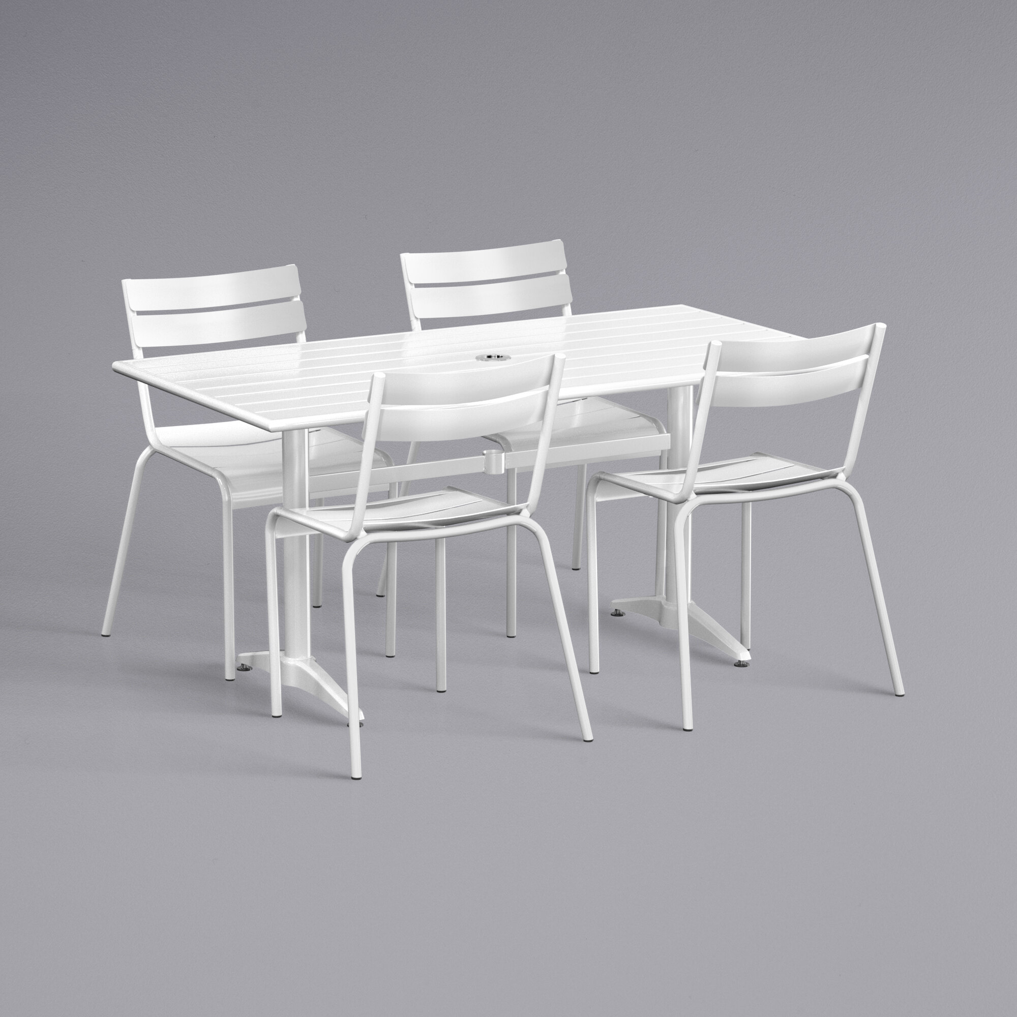 Lancaster Table & Seating 32" x 60" White Powder-Coated Aluminum Dining ...