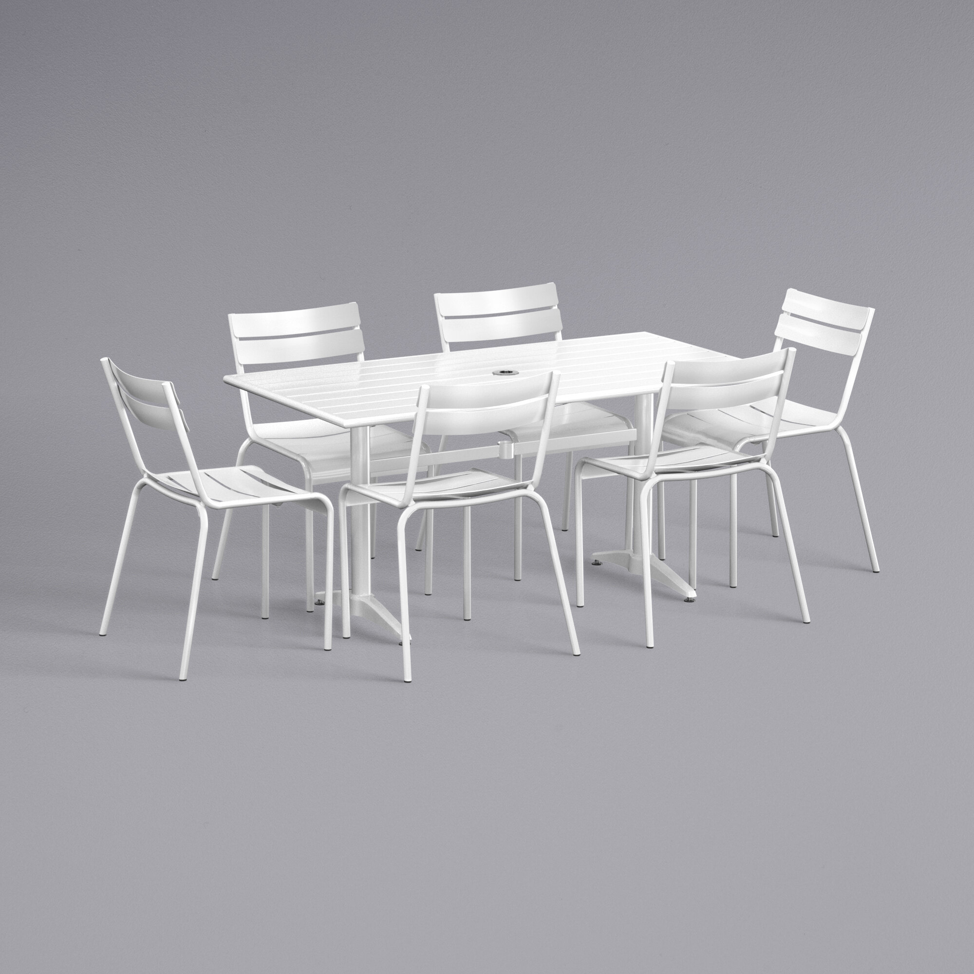 Lancaster Table & Seating 32" x 60" White Powder-Coated Aluminum Dining ...