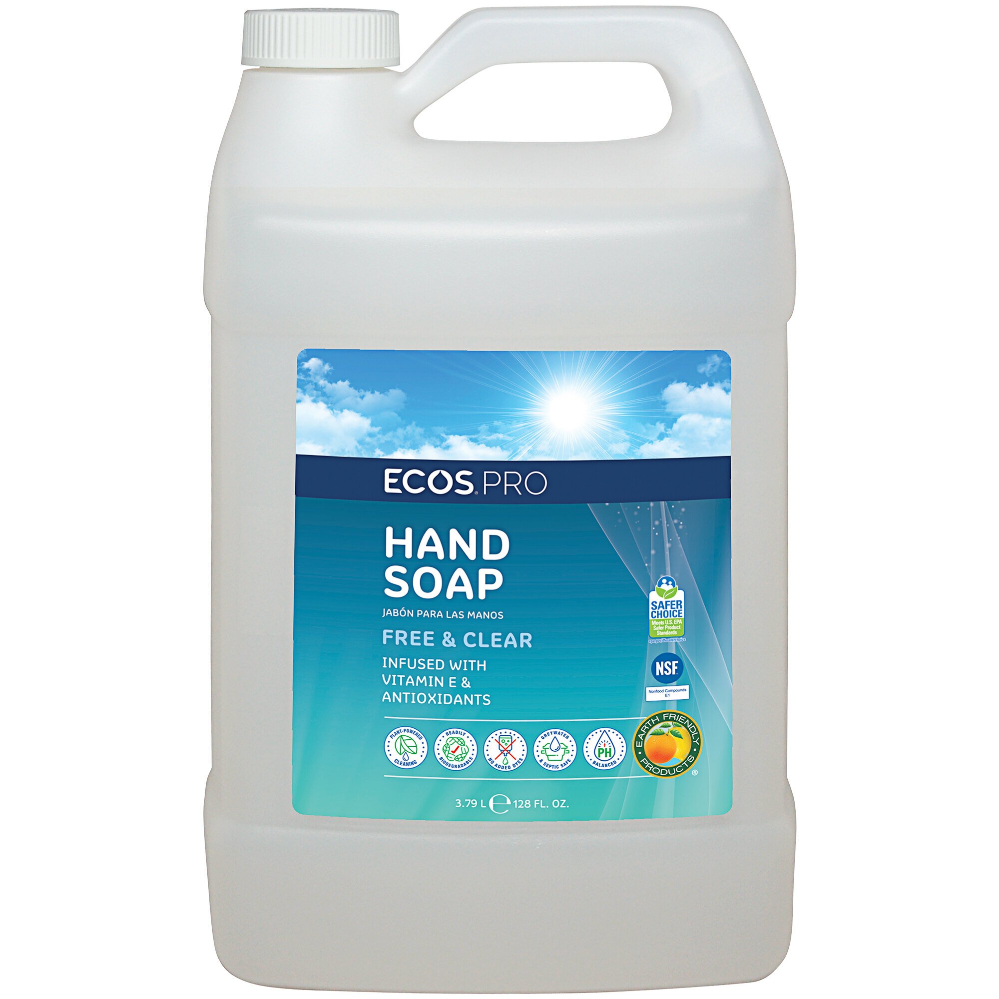 Ecos pl9663 04 pro 1 gallon free and clear hand soap 4 case