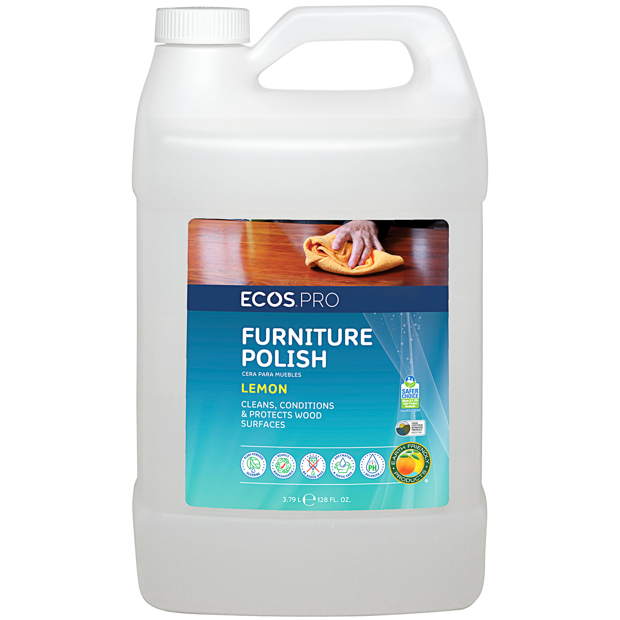 ECOS PL9731/04 Pro 1 Gallon Lemon Scented Furniture Polish 4/Case