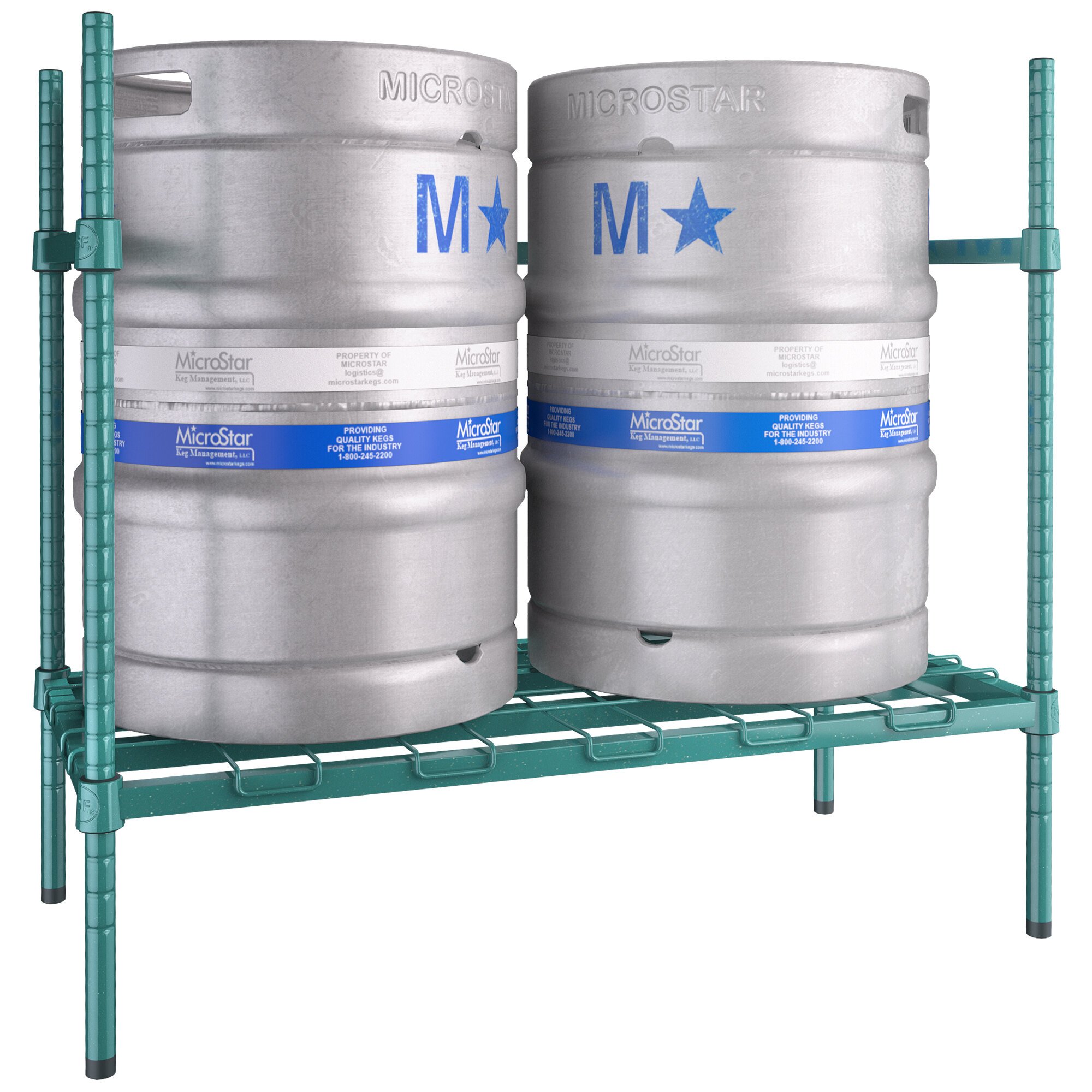 Regency 2 Keg Green Epoxy Keg Rack 18" x 36" x 34"