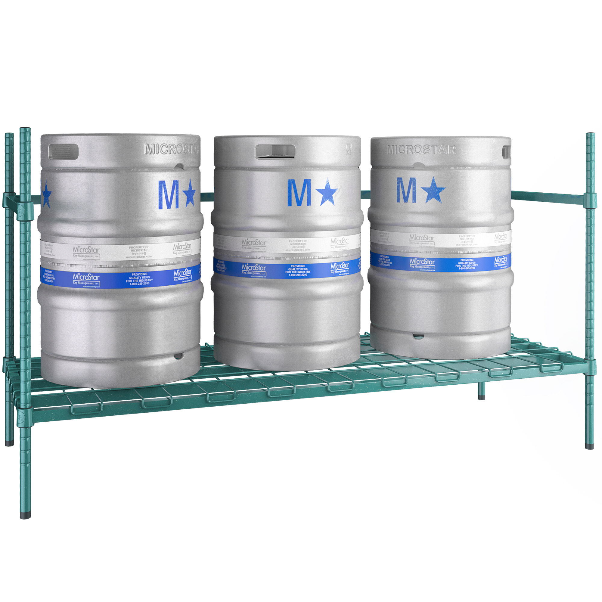 Regency 4 Keg Green Epoxy Keg Rack 24" x 60" x 34"
