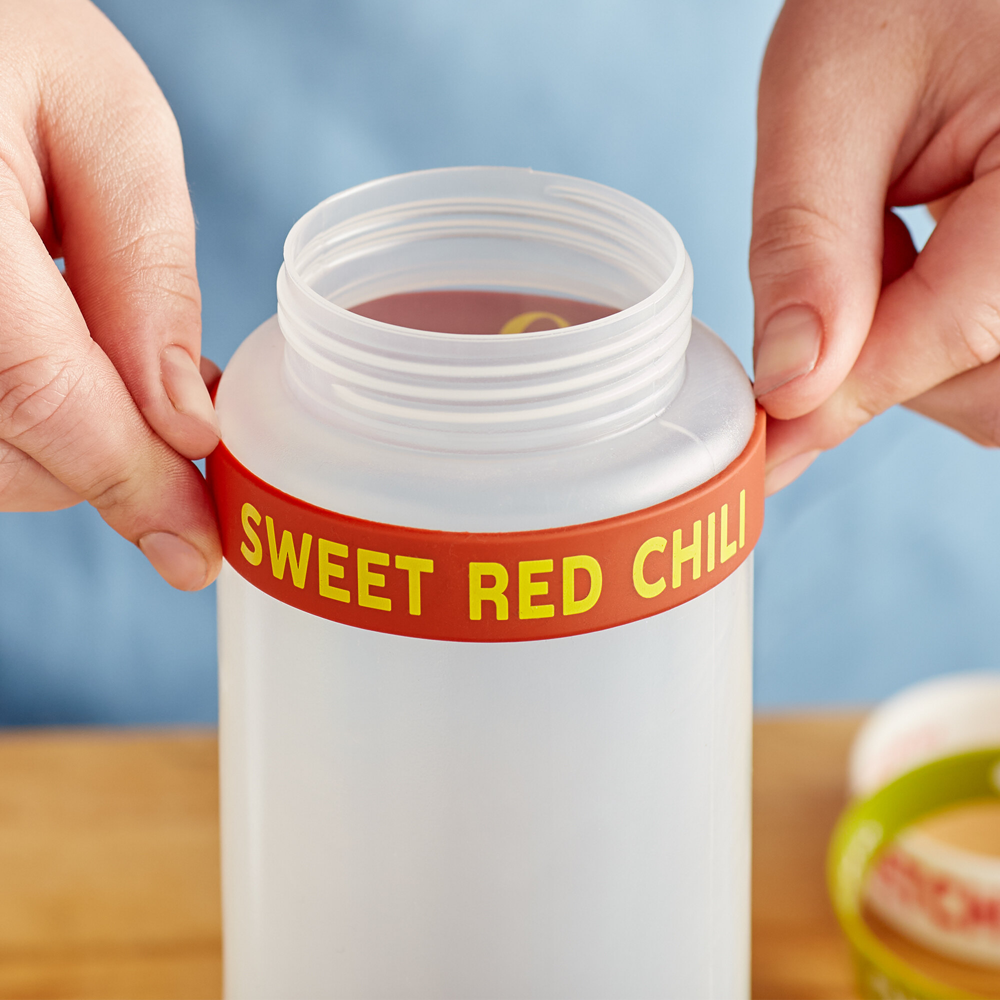 Choice "Sweet Red Chili" Silicone Squeeze Bottle Label Band for 32 oz