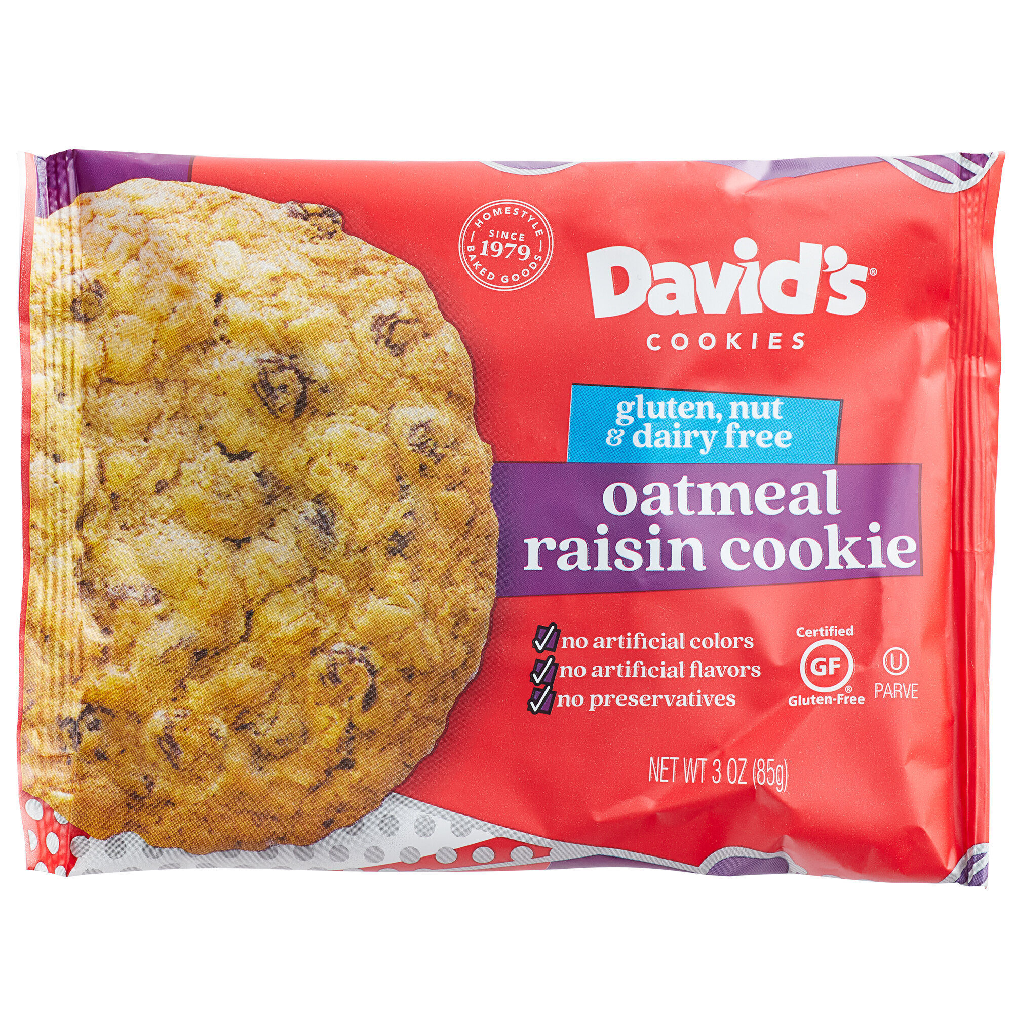 David's Cookies 3 oz. GlutenFree IndividuallyWrapped Oatmeal Raisin