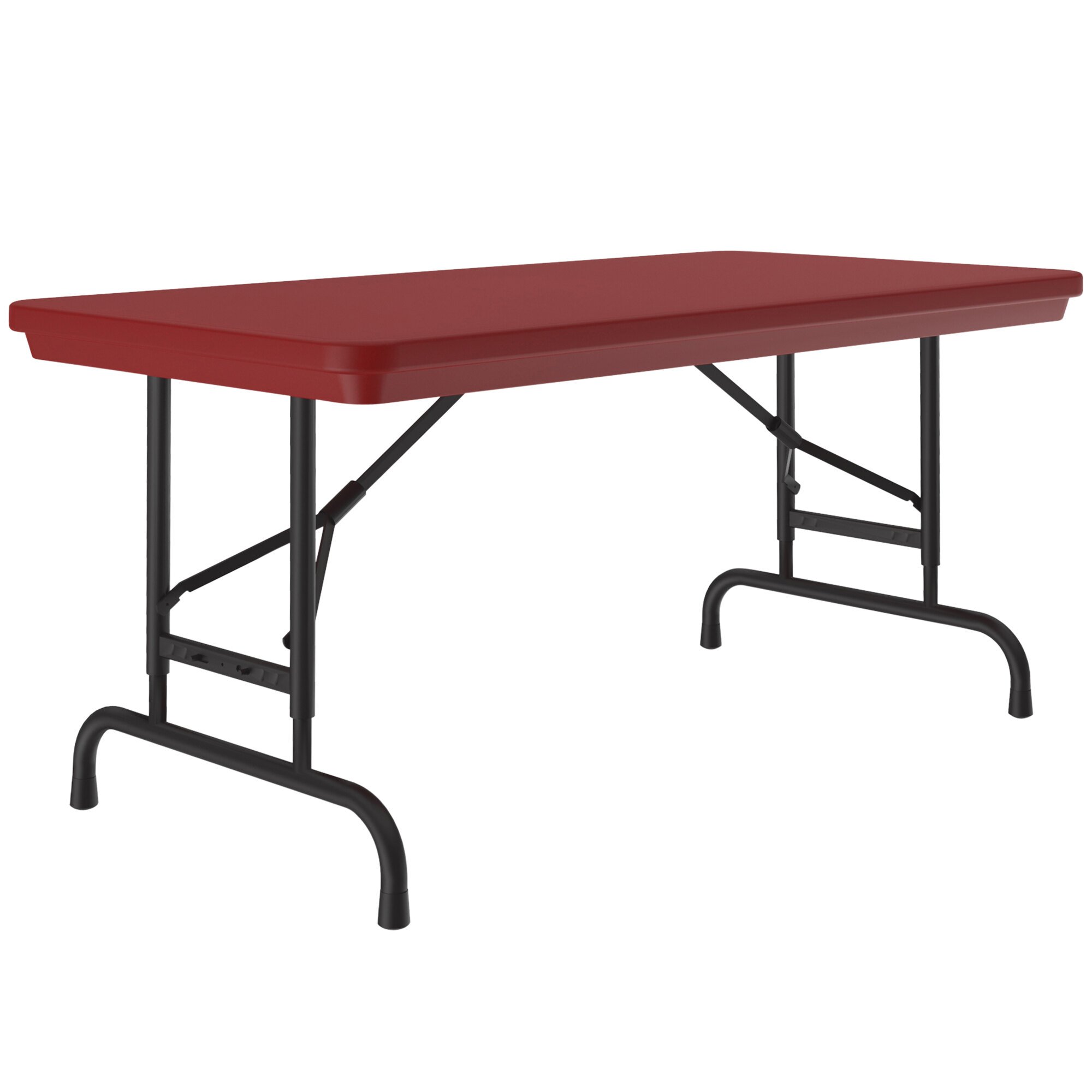 Correll Folding Table, 24" x 48" Plastic Adjustable Height, Red R