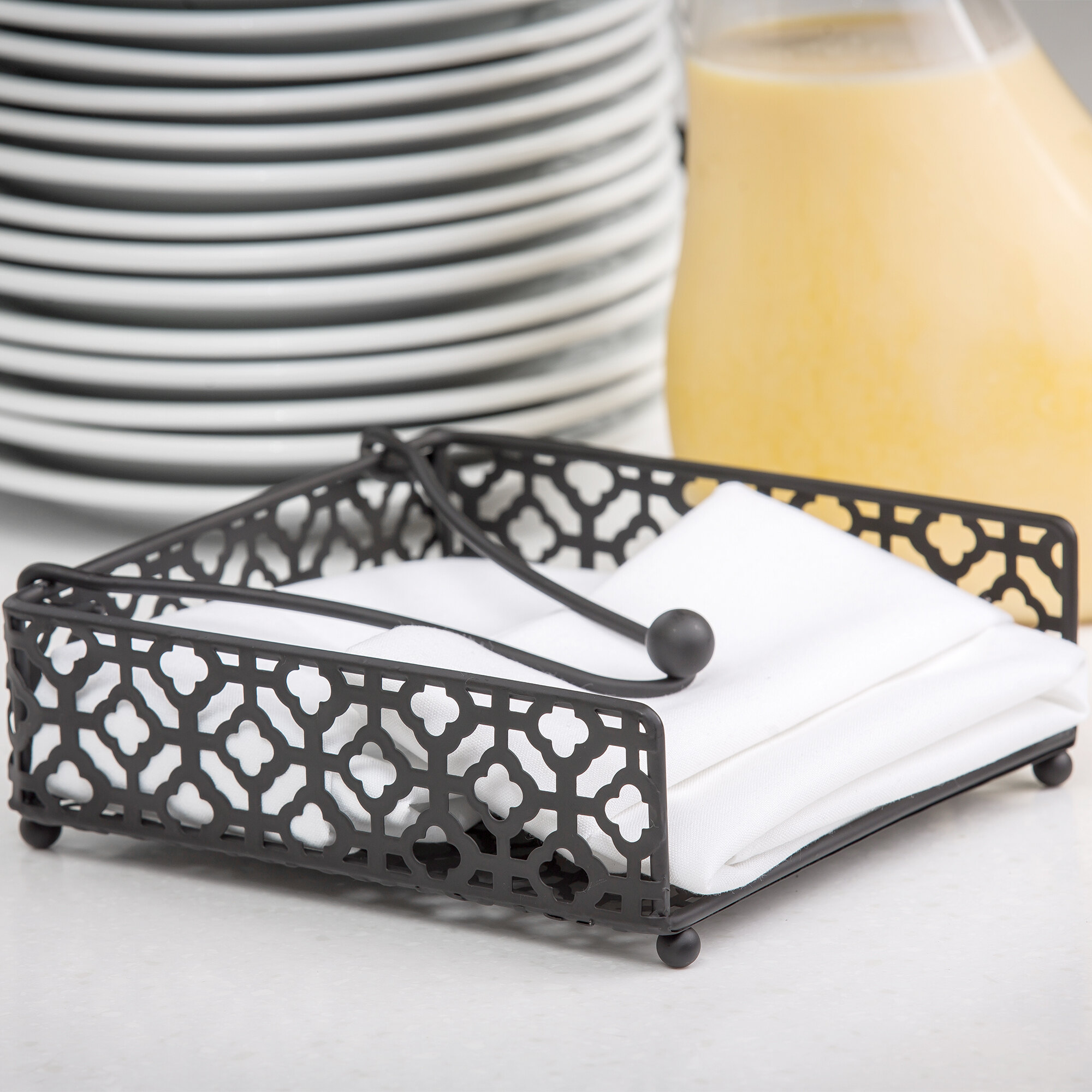 Tablecraft HNH772BK Farmhouse Collection Black Metal Napkin Holder - 7 ...