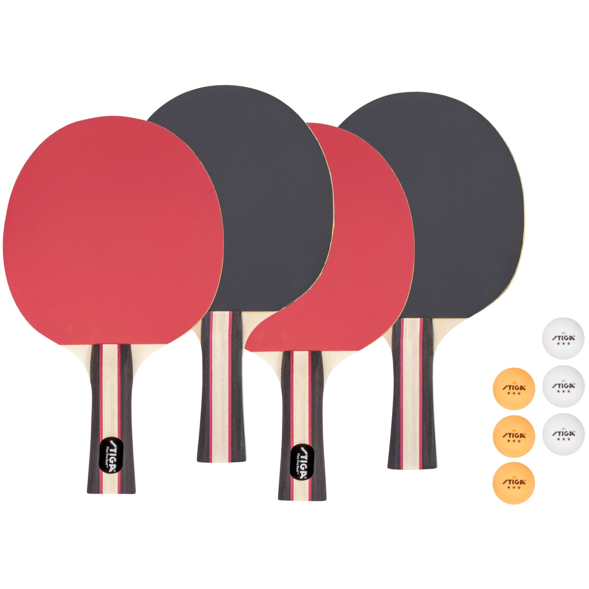 Stiga T1365 Performance Four-Player Ping Pong Paddle And Ball Set