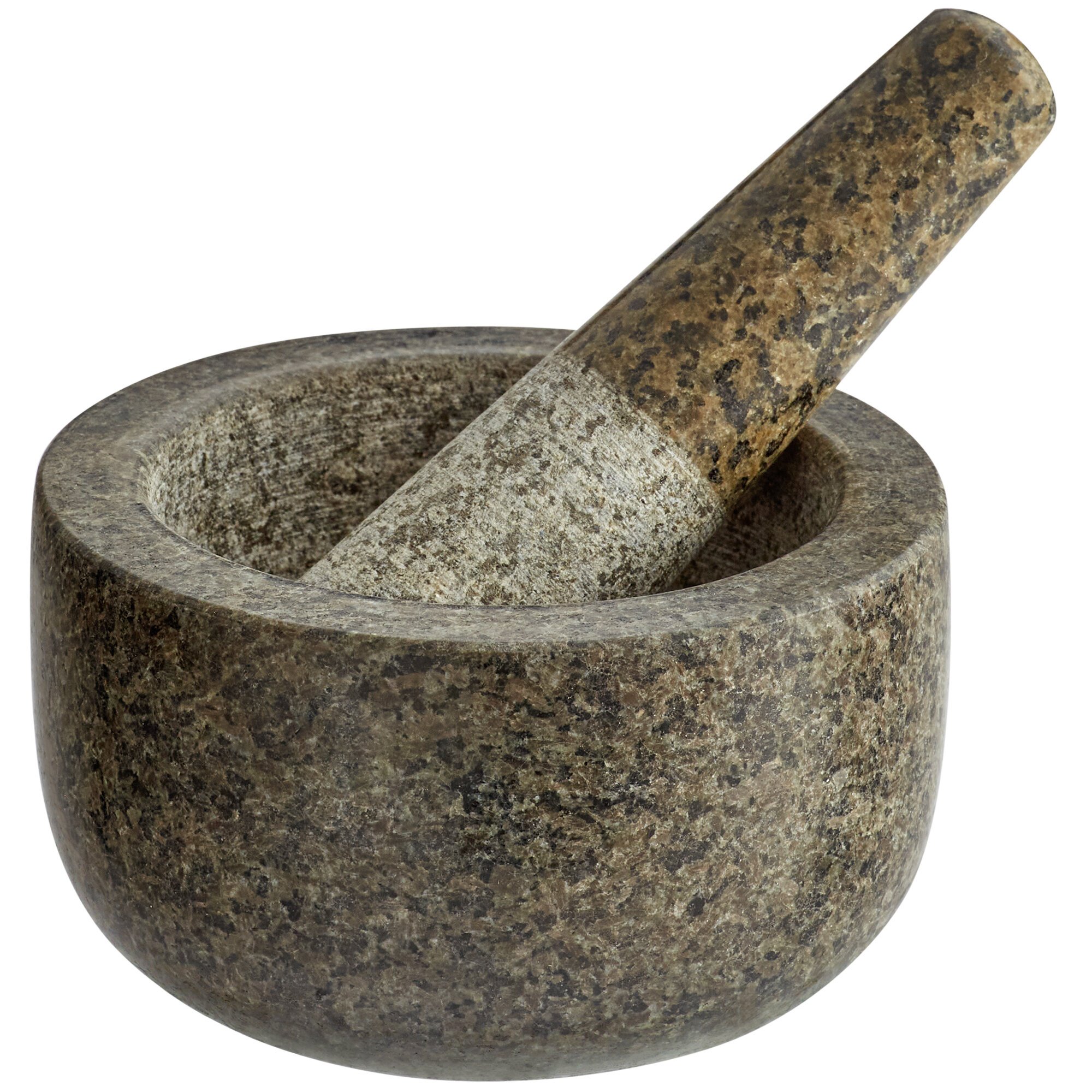 4 11/16" Black Granite Mortar And Pestle Set