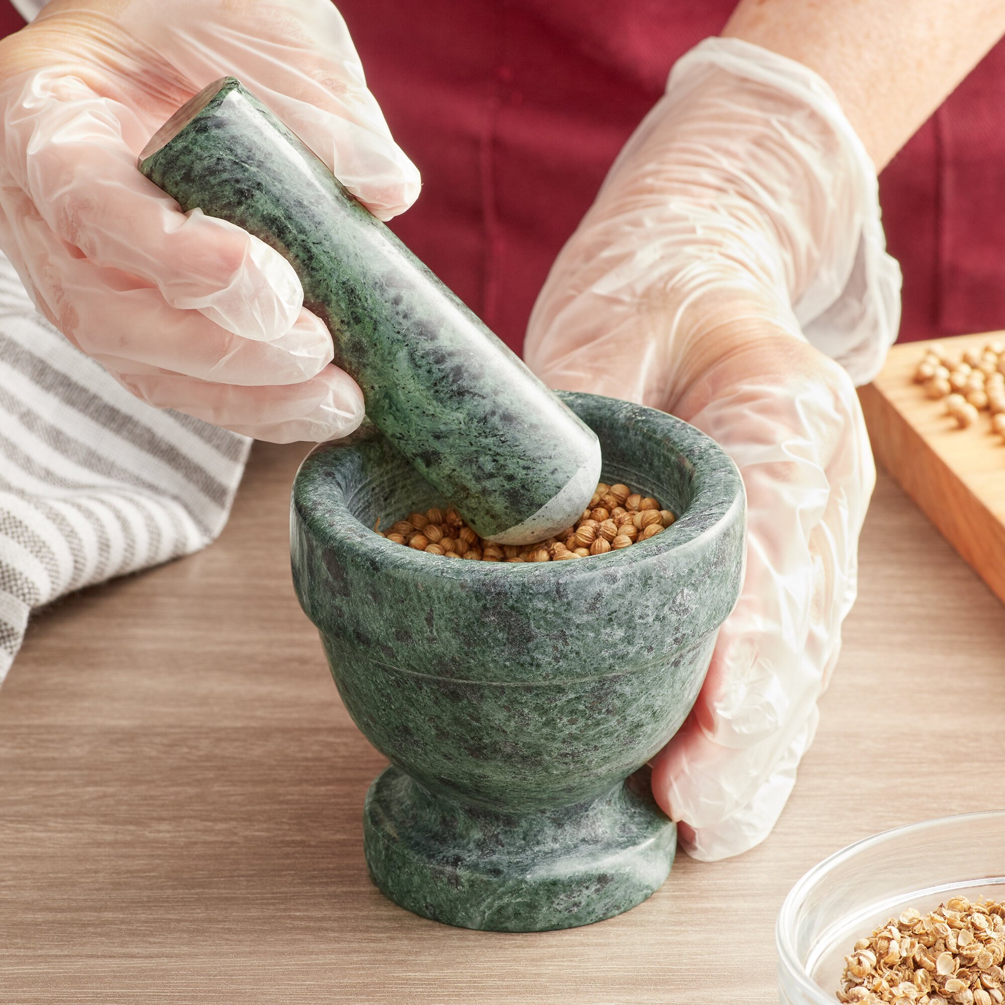 3" Green Marble Mortar and Pestle Set