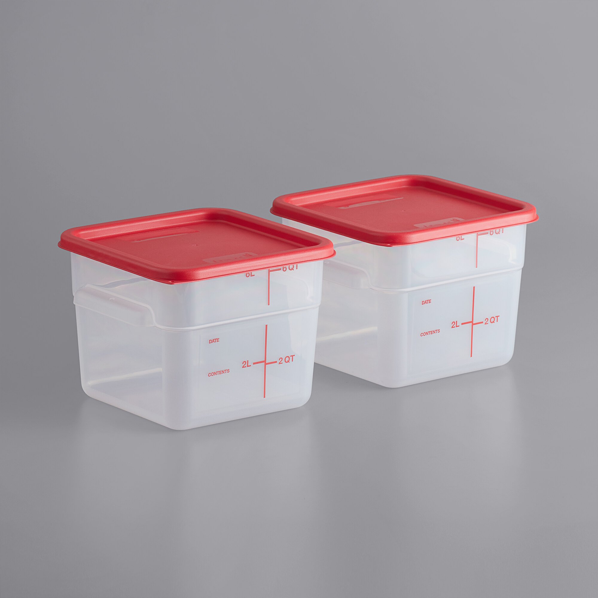 Vigor 6 Qt. Translucent Polypropylene Food Storage Container and Red ...